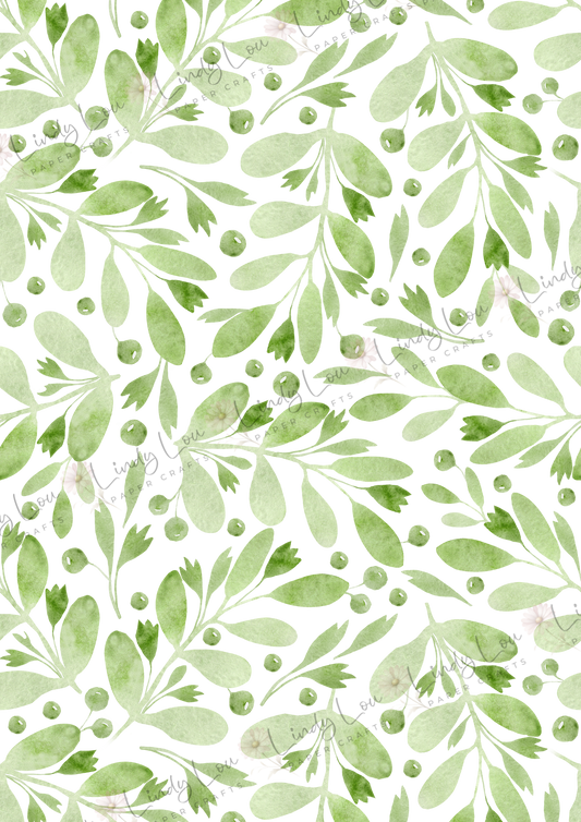 A4 Single Sheet - Butterfly Kisses & Quirky Wishes - Spring Leaves