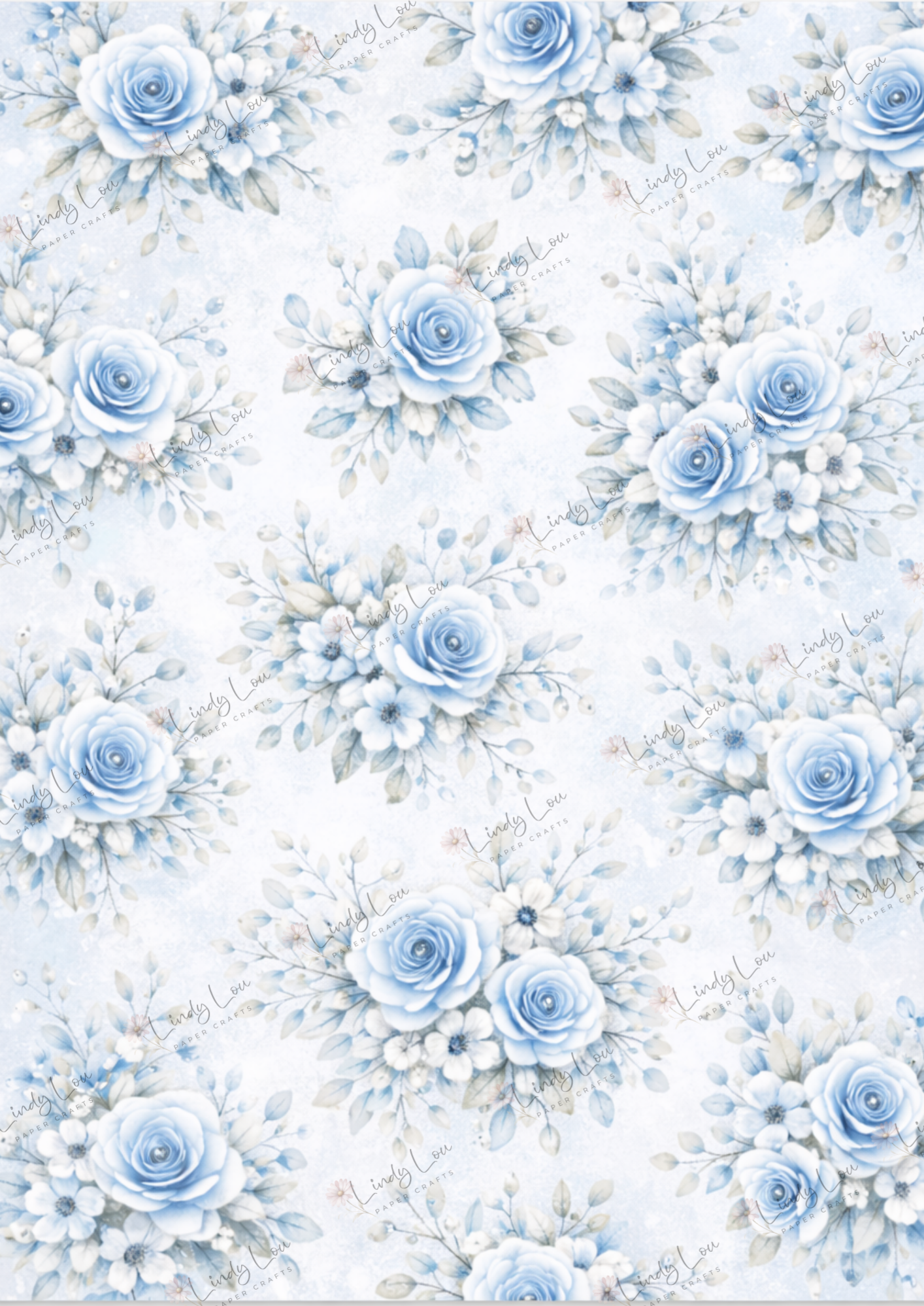 A4 Single Sheet - Whispers in Blue - Whispering Roses