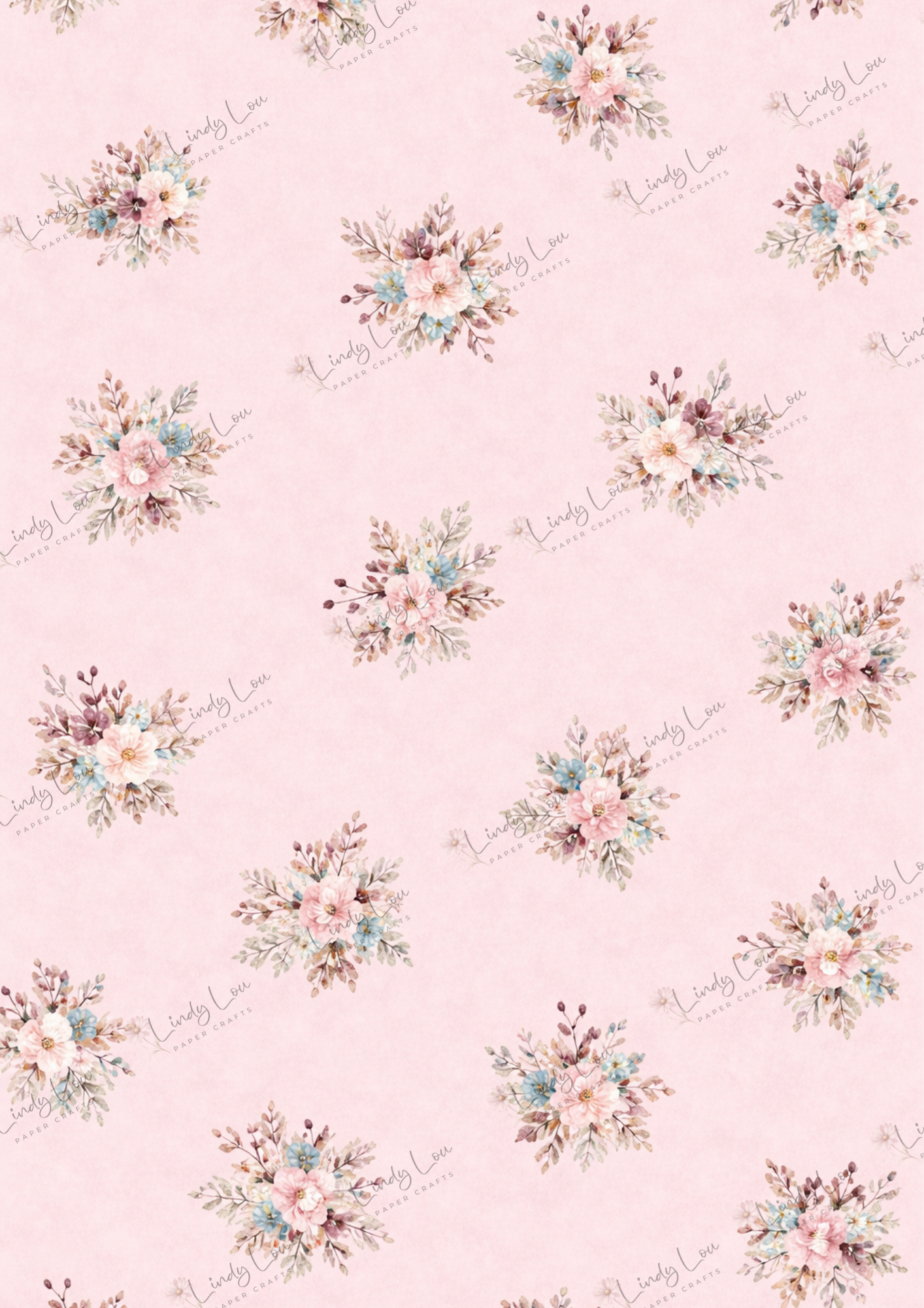 A4 Single Sheet - Burgundy & Blue- Rosy Meadow