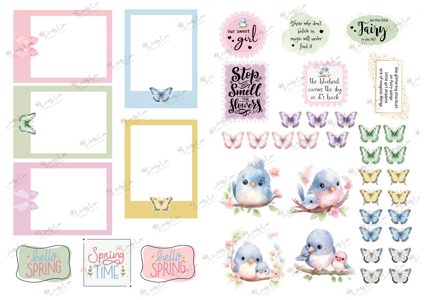 A4 Paper Collection - Blossom & Bluebirds