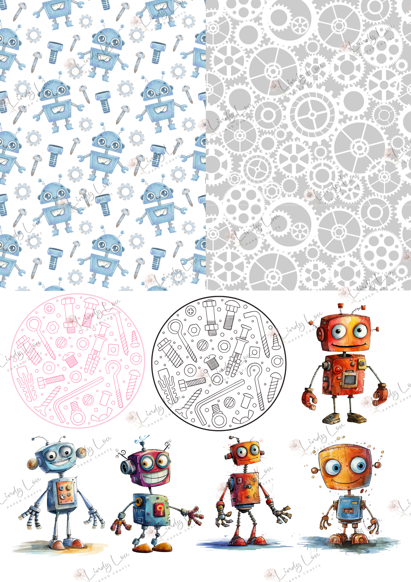 A6 Card Kit - Robot Squad