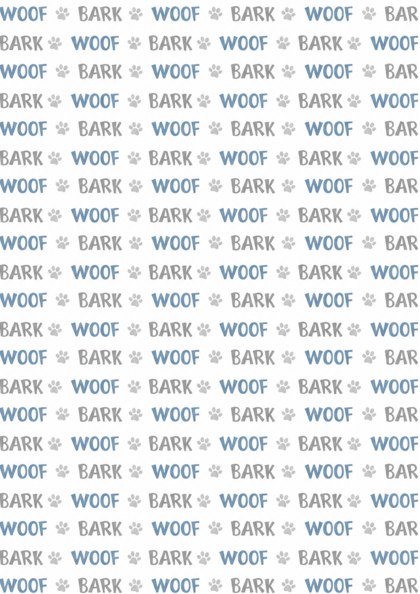 A4 Single Sheet - Barking Adorable - Blue/Grey Woof