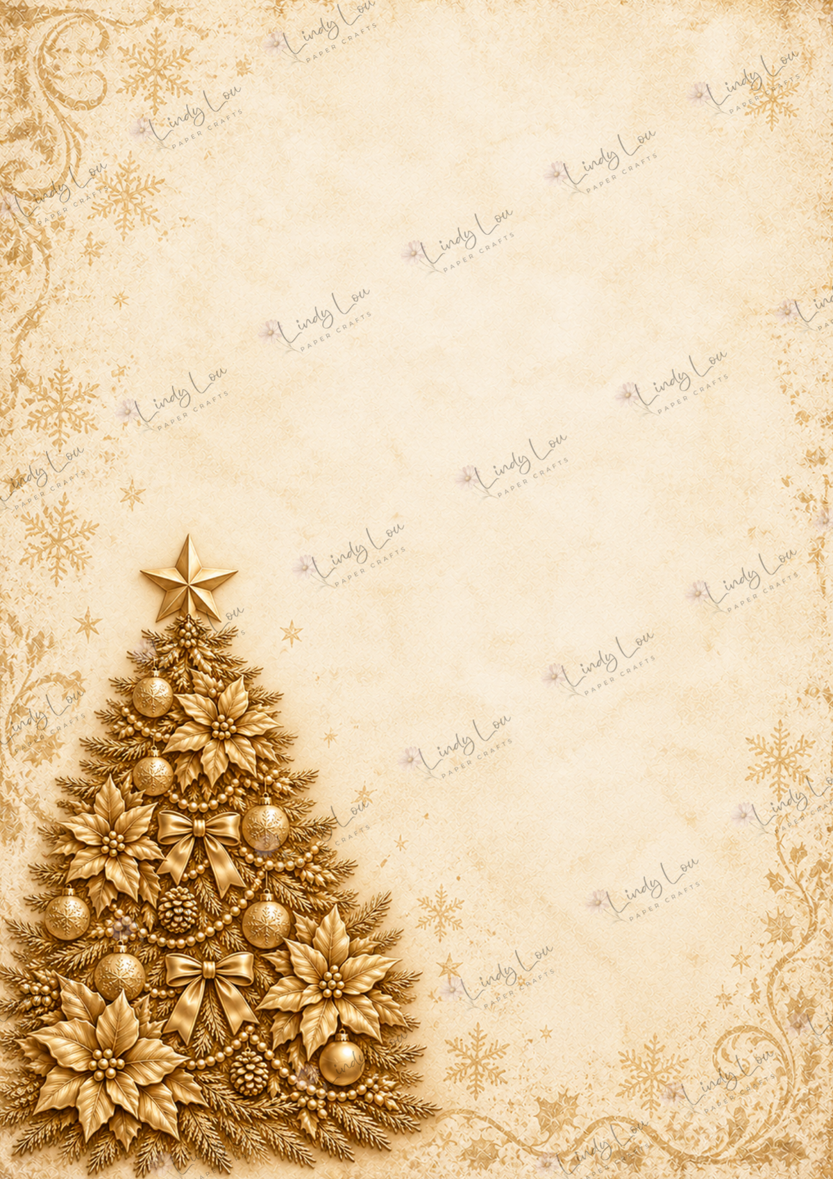 A4 Single Sheet - Christmas Past - Golden Christmas Glow