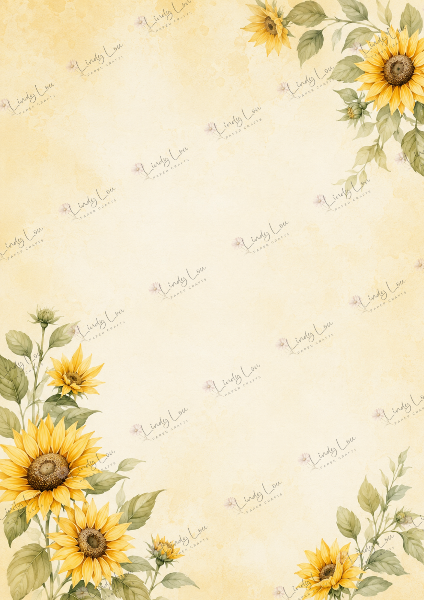 A4 Single Sheet - Sunshine & Moo - Sunflower Corners