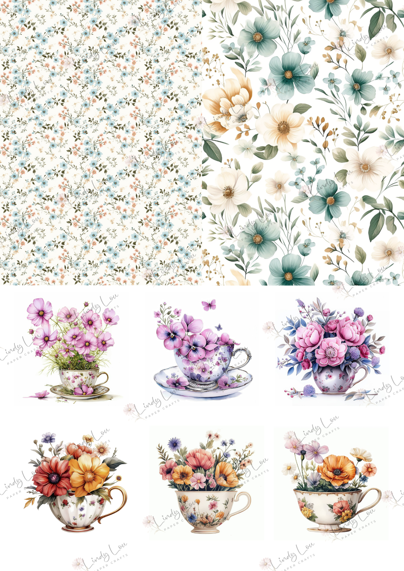 A6 Card Kit - TeaCup Garden