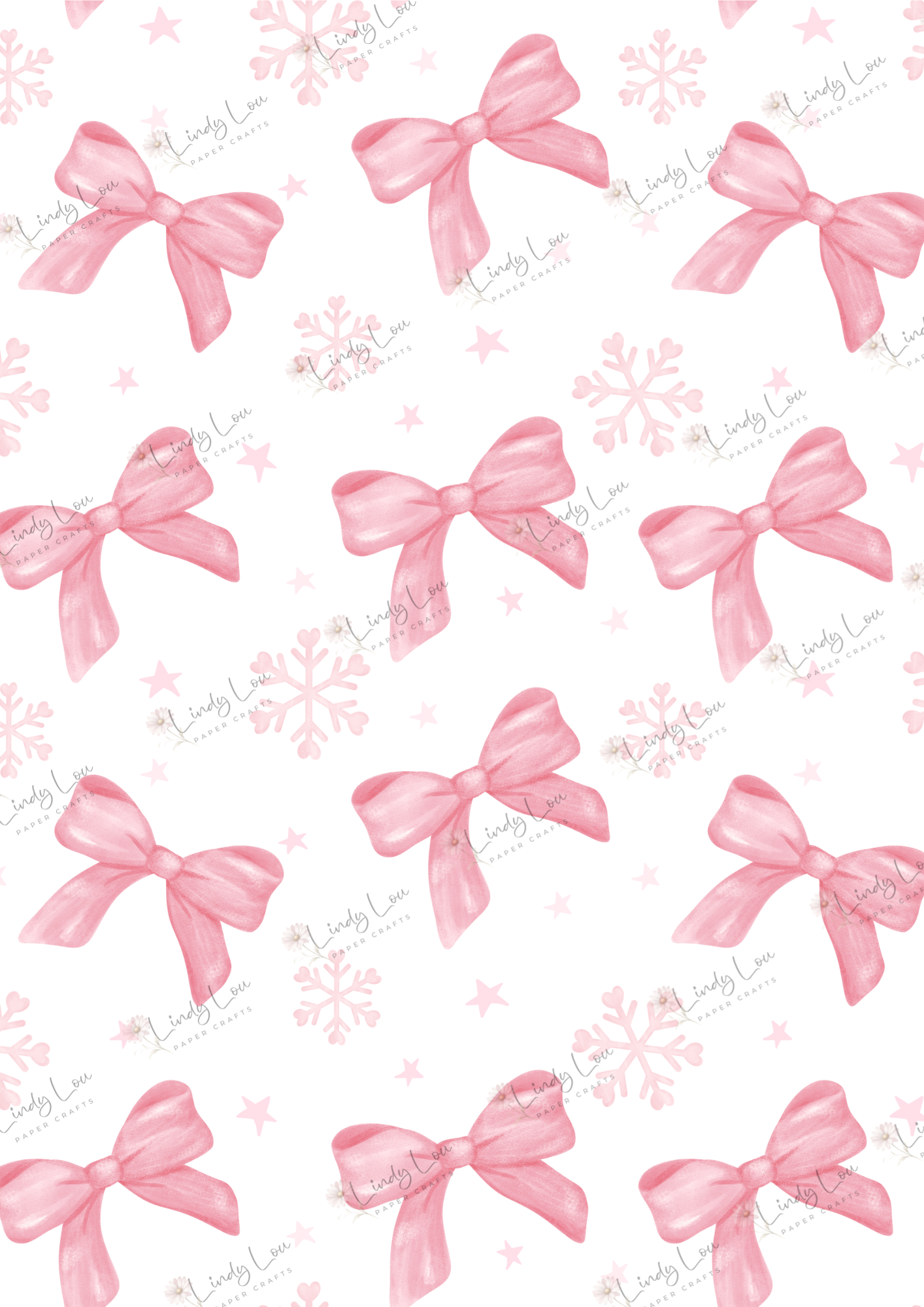 A4 Single Sheet - Pink Christmas - Sugarplum Bows