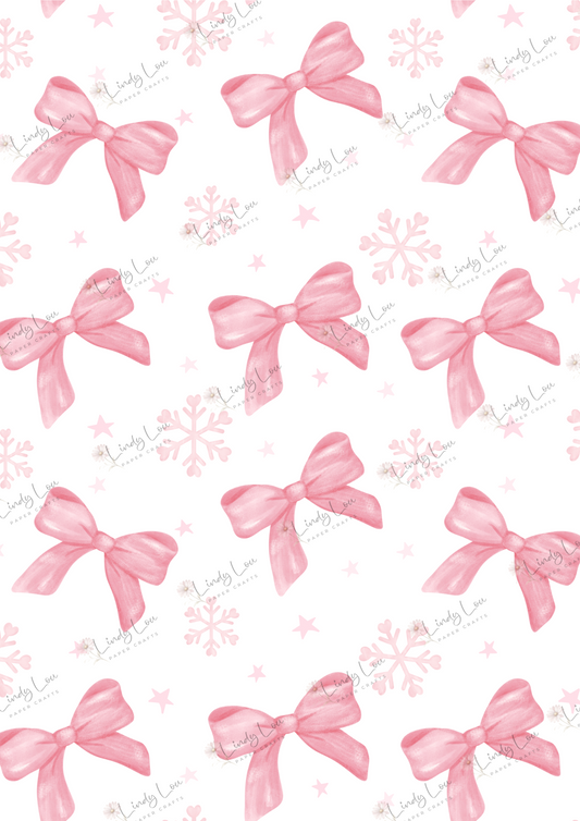 A4 Single Sheet - Pink Christmas - Sugarplum Bows