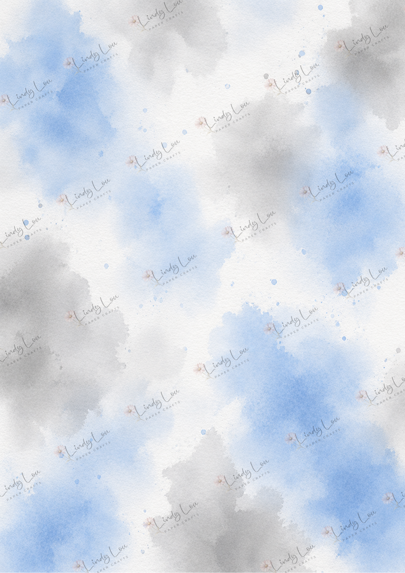 A4 Single Sheet - Barking Adorable - Washy Blue