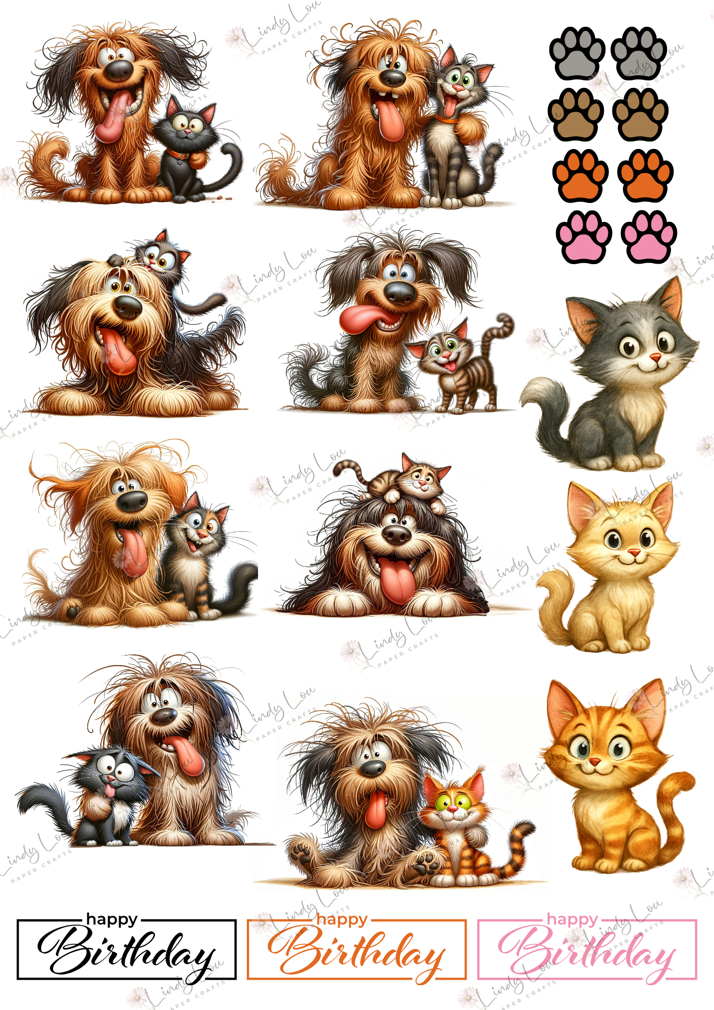 A6 Card Kit - Paws & Whiskers