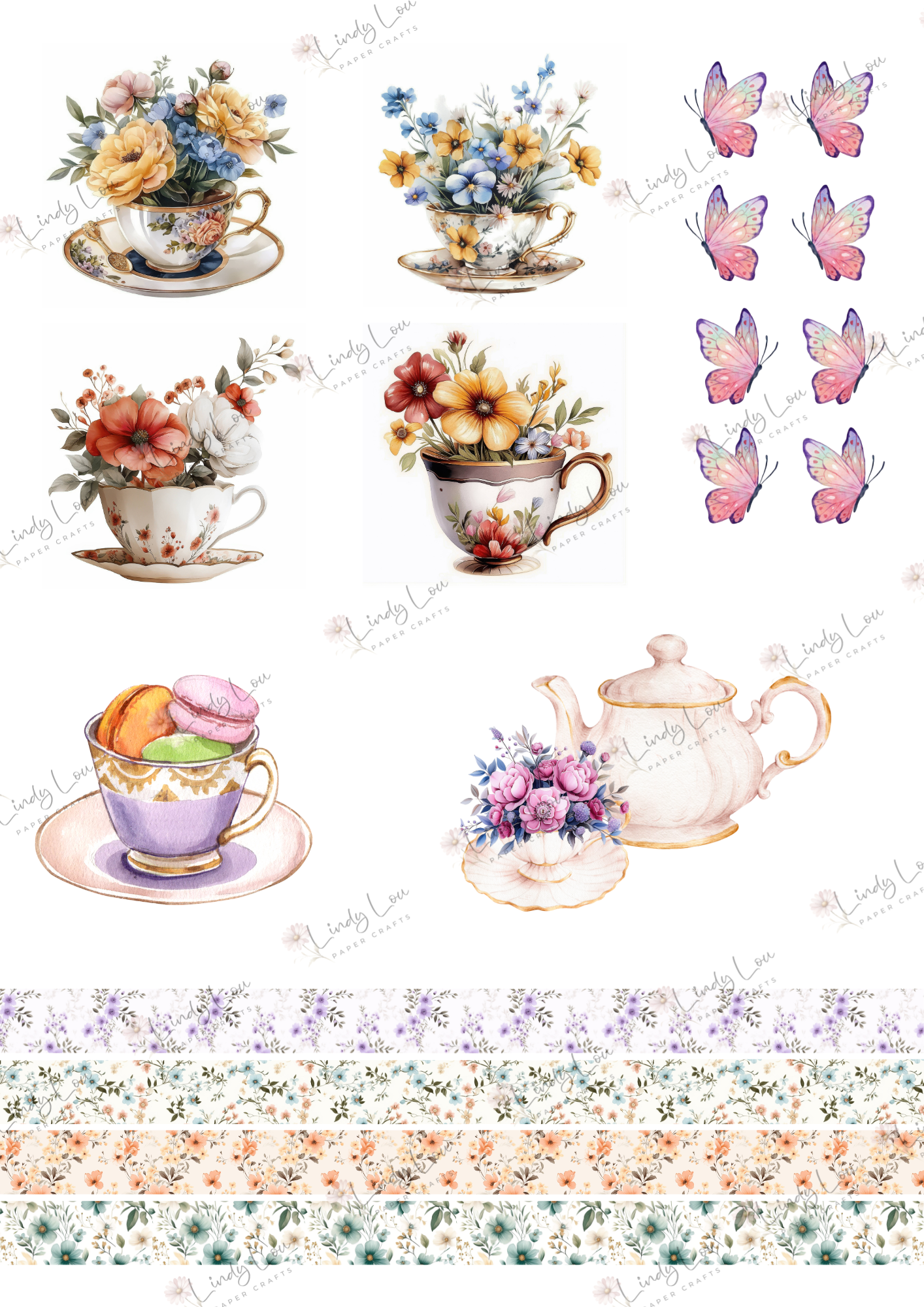 A6 Card Kit - TeaCup Garden