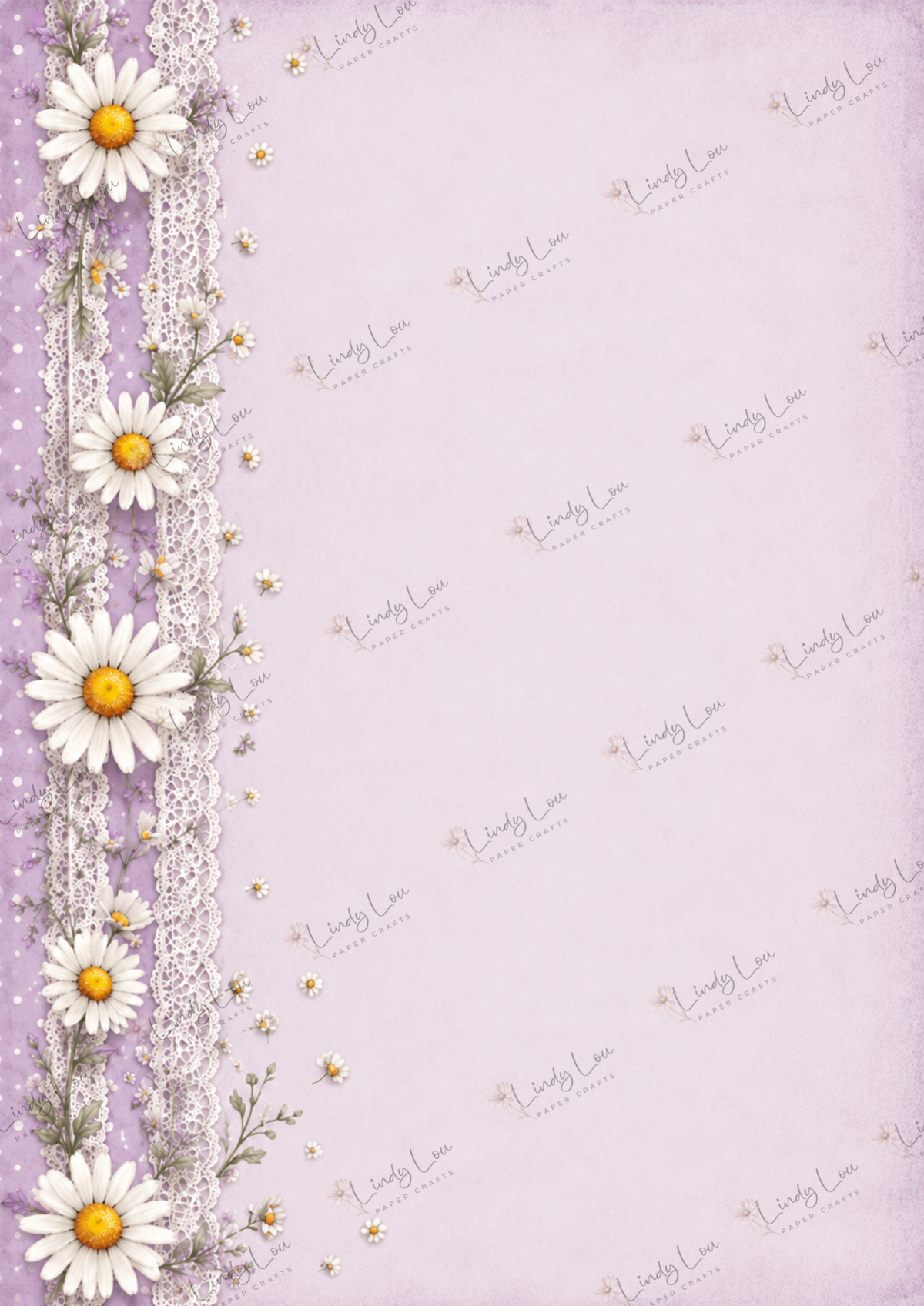 A4 Single Sheet - Daisy Girls - Daisy Lace Lavender