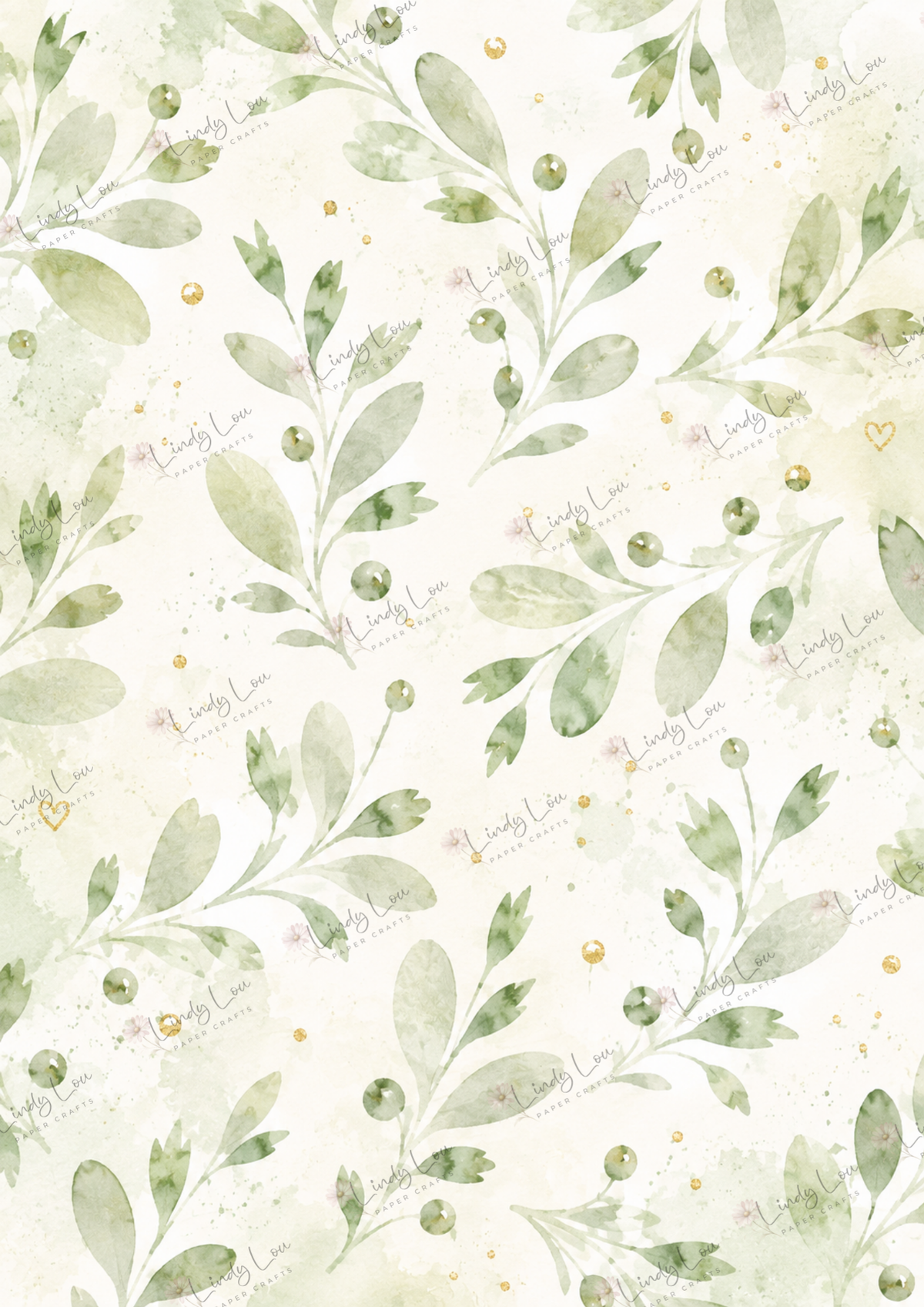A4 Single Sheet - Butterfly Kisses & Quirky Wishes - Spring Leaves