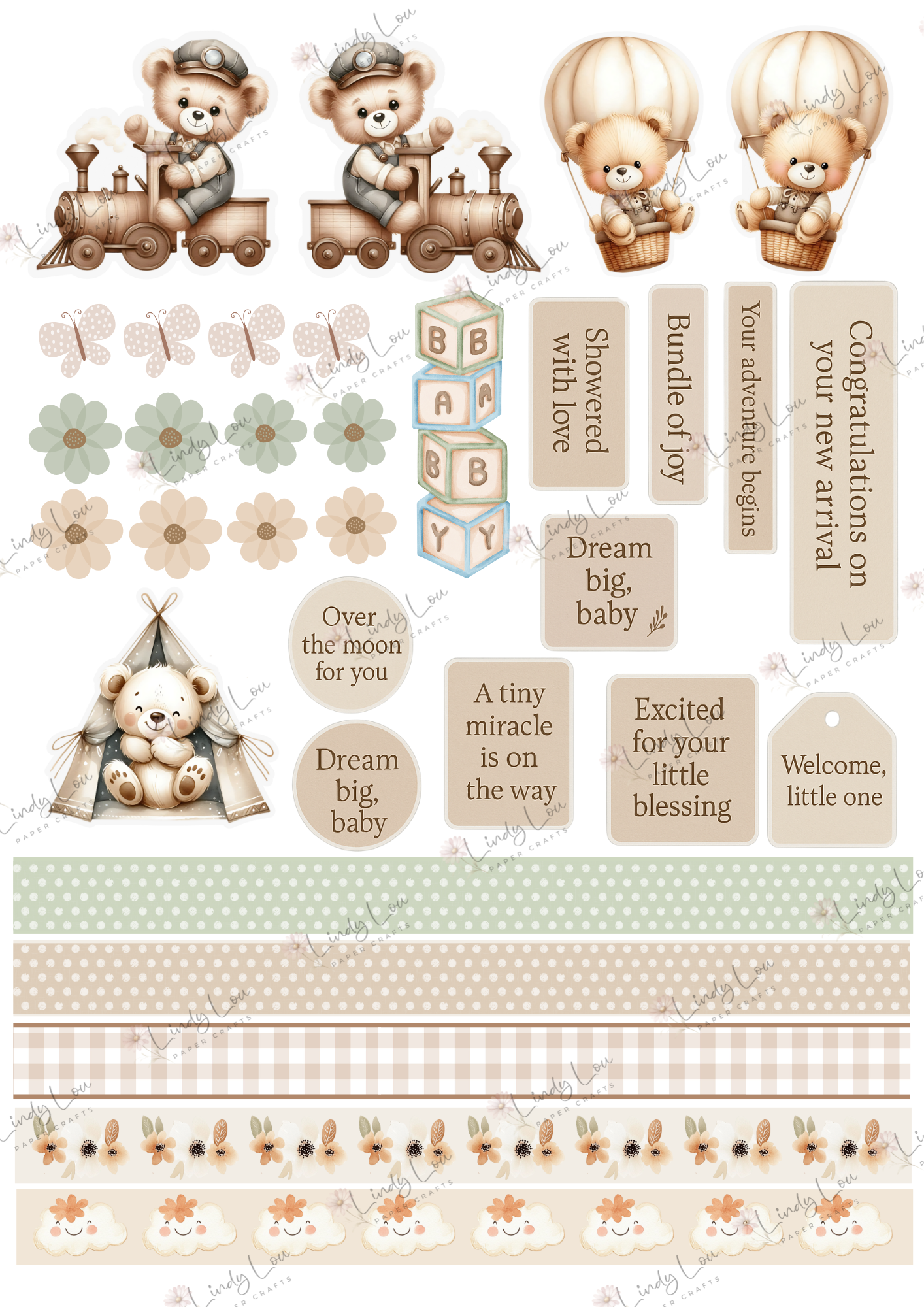 A6 Card Kit - Boho Baby
