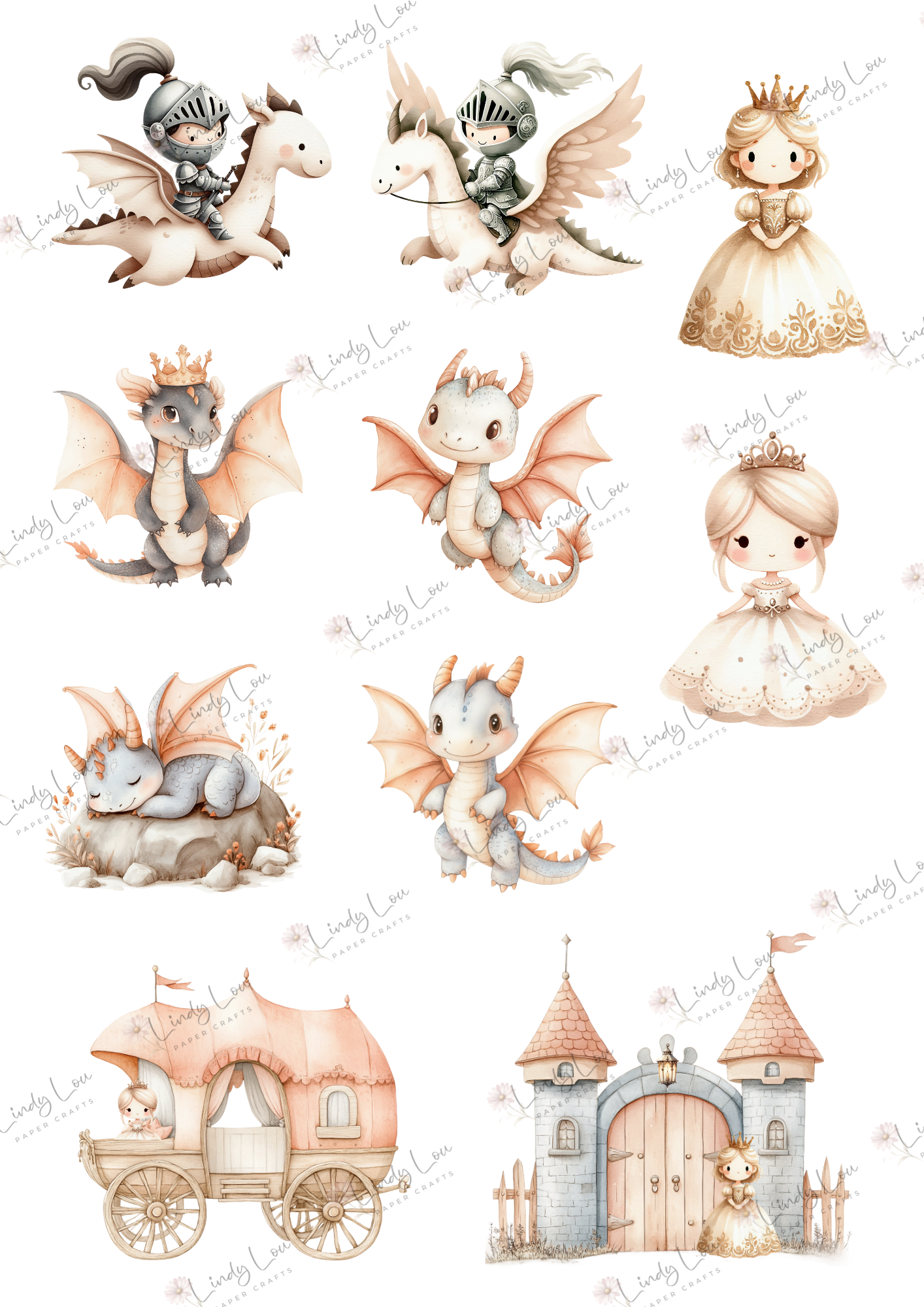 A6 Card Kit - Knights & Dragons