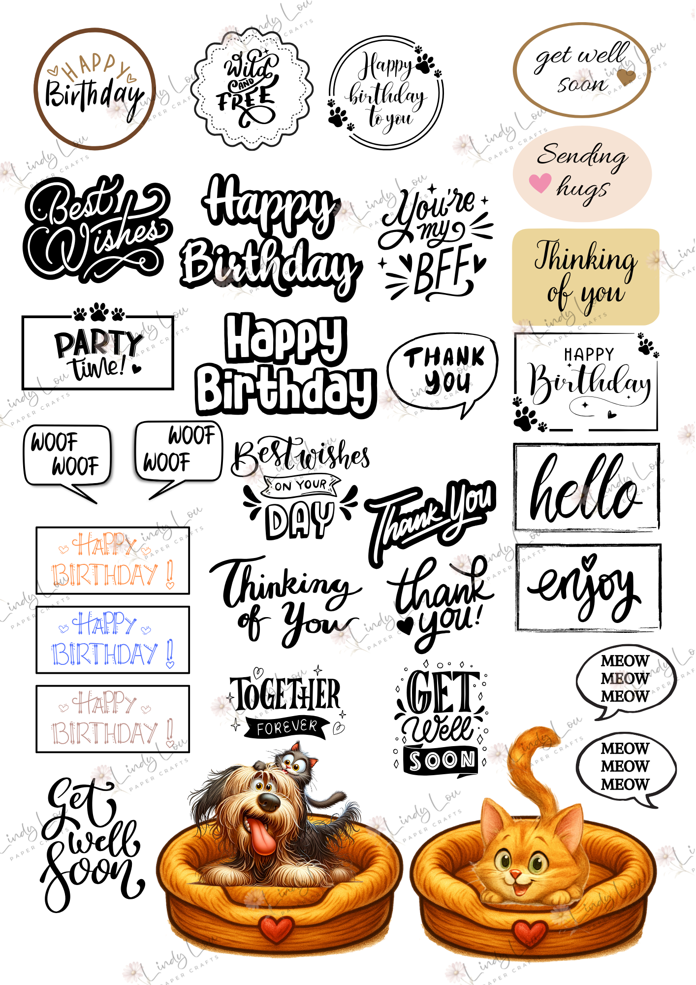 A6 Card Kit - Paws & Whiskers