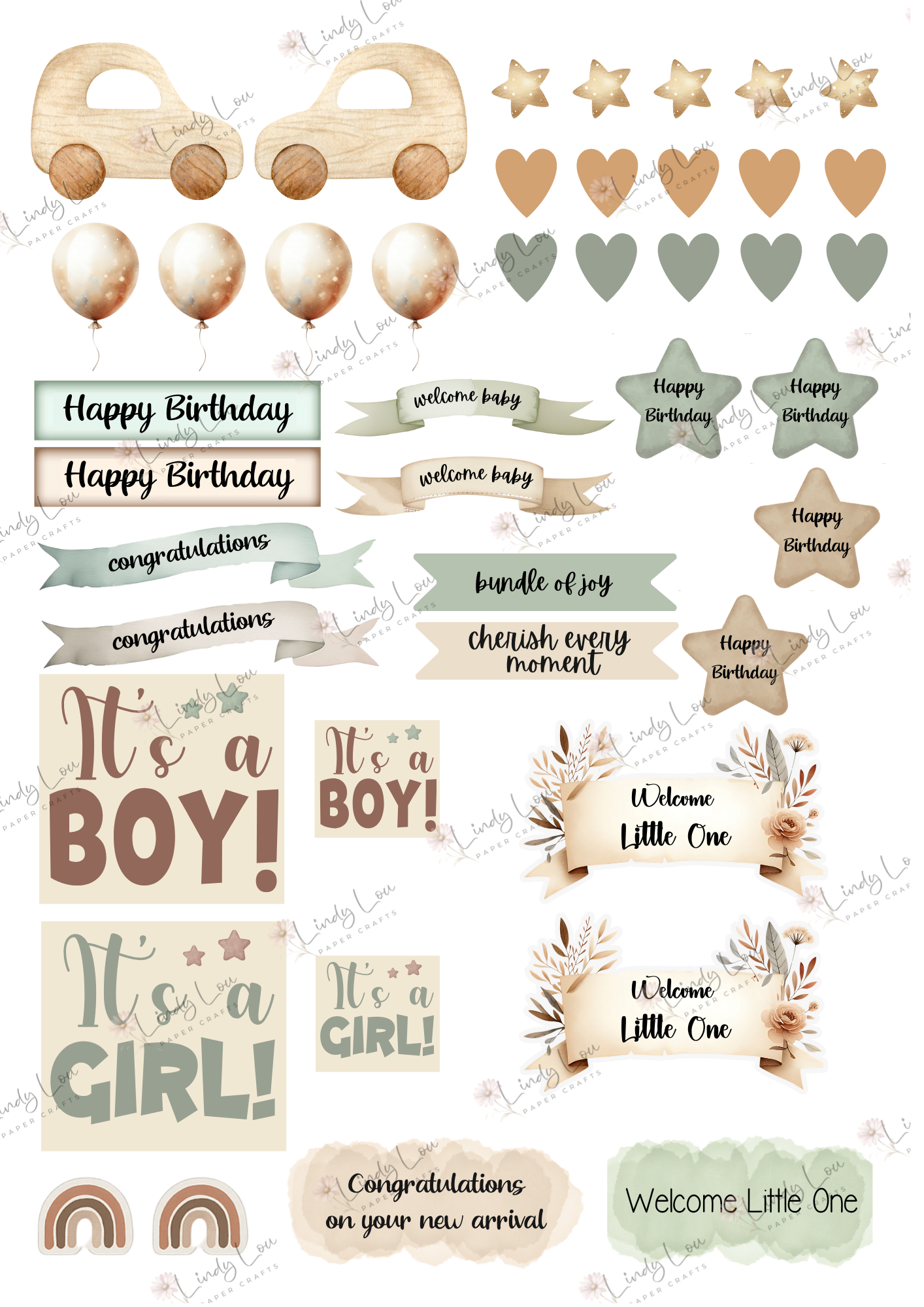 A6 Card Kit - Boho Baby