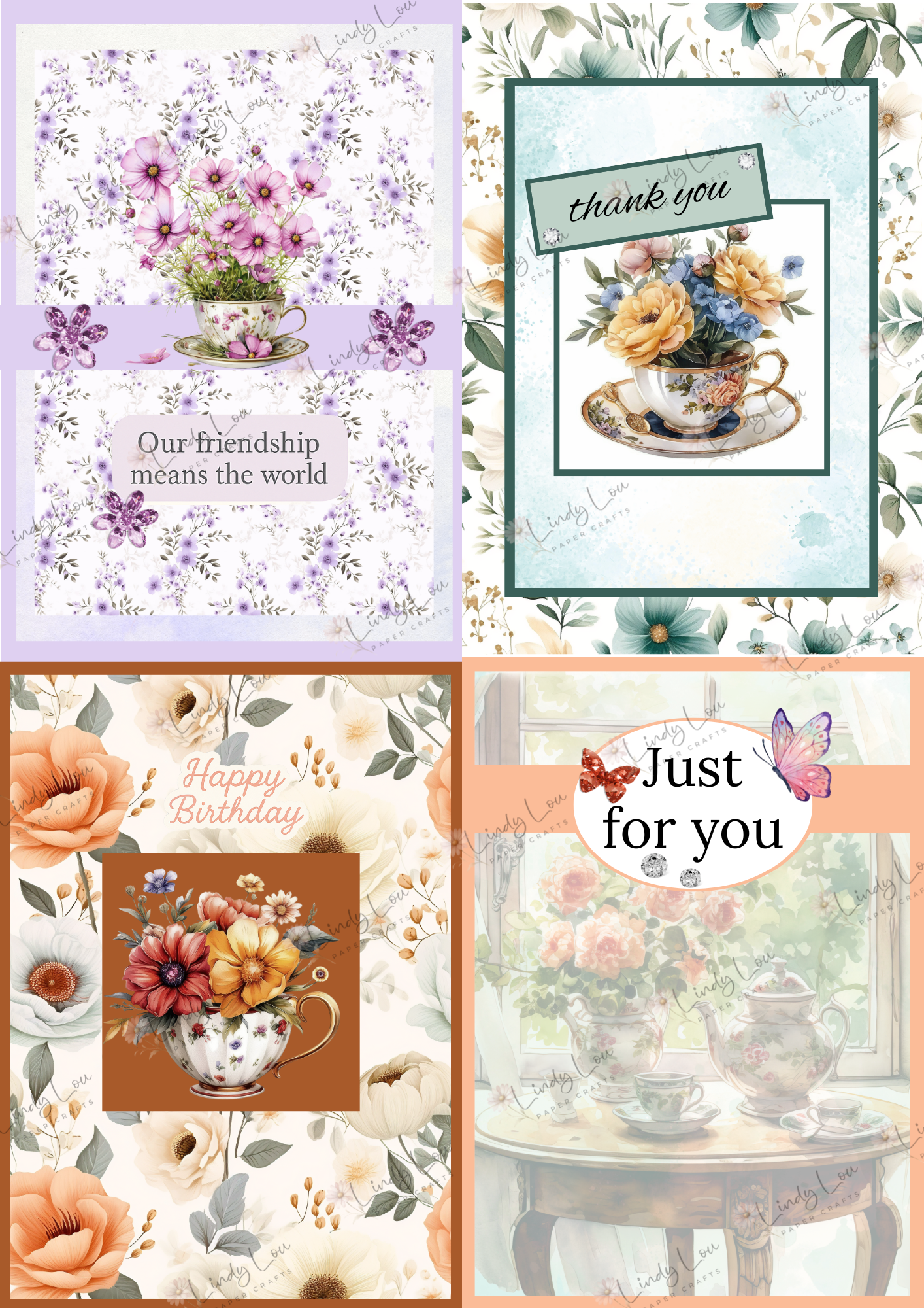 A6 Card Kit - TeaCup Garden