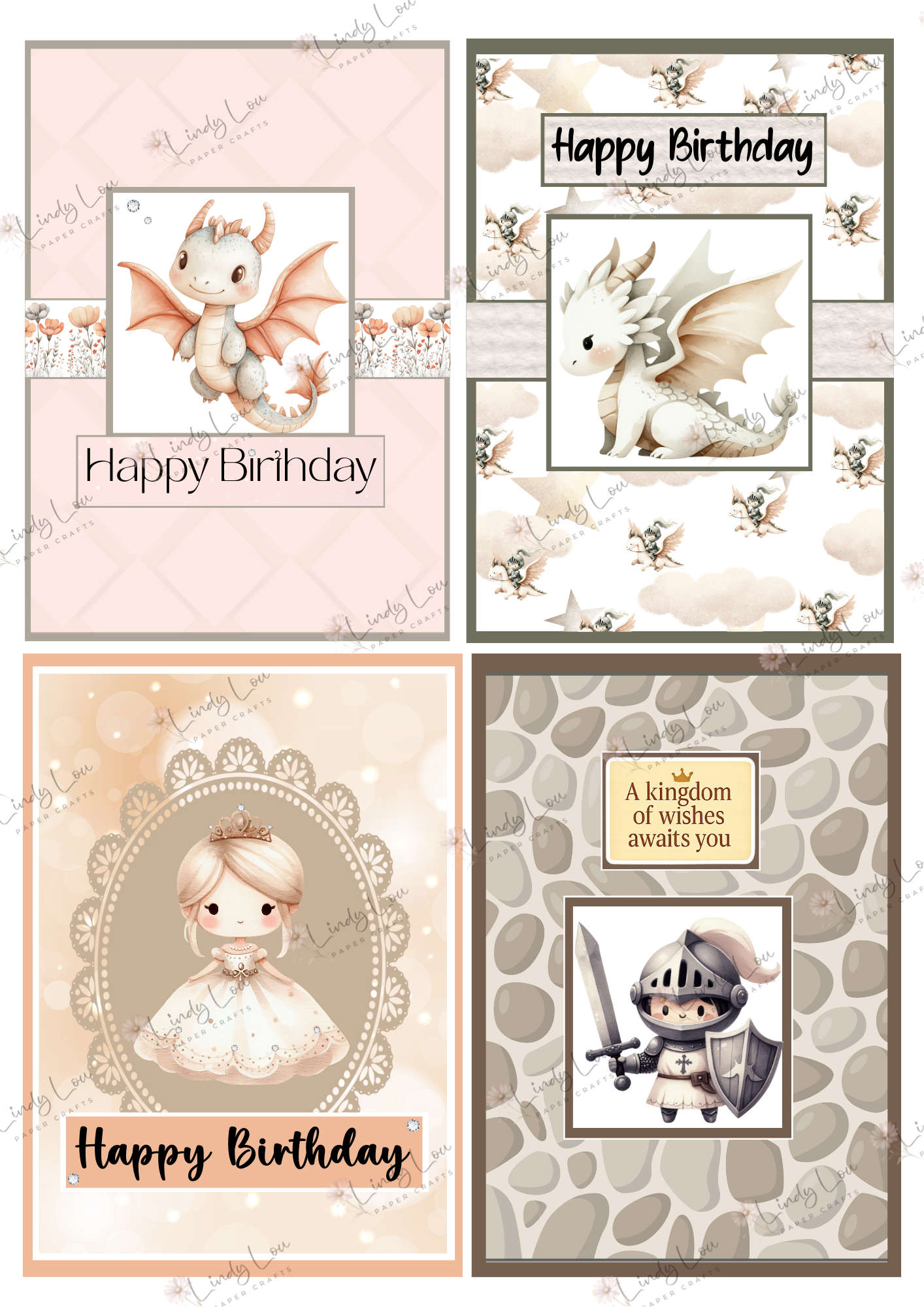 A6 Card Kit - Knights & Dragons