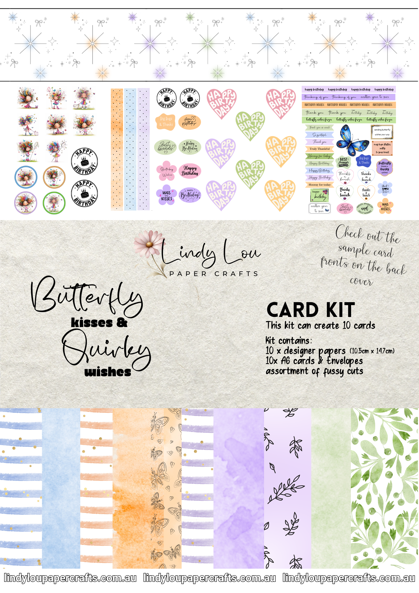 A6 Card Kit - Butterfly Kisses & Quirky Wishes