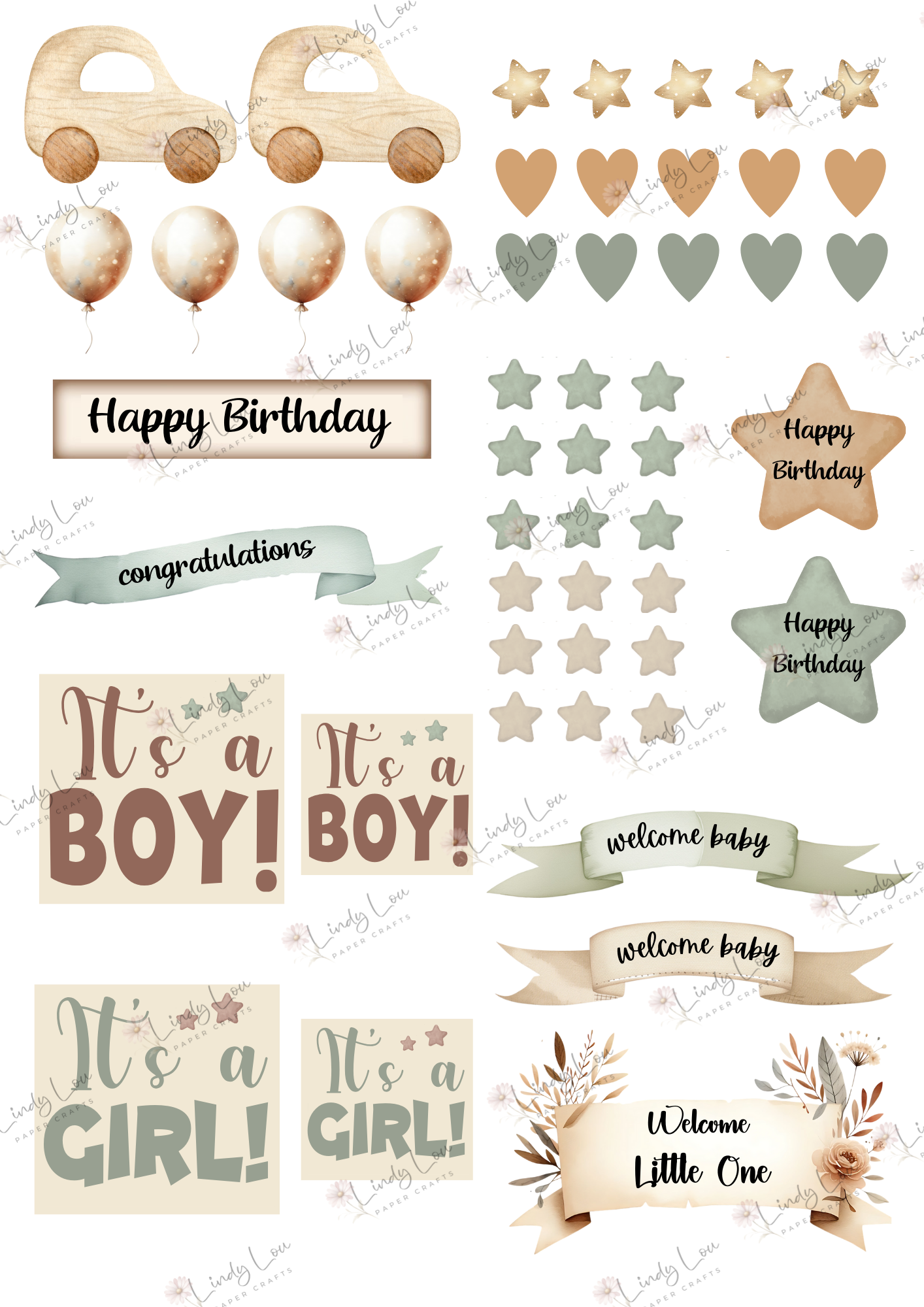 A6 Card Kit - Boho Baby