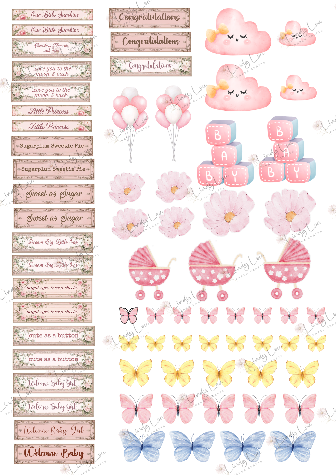 A6 Card Kit - Sweet Baby Girl