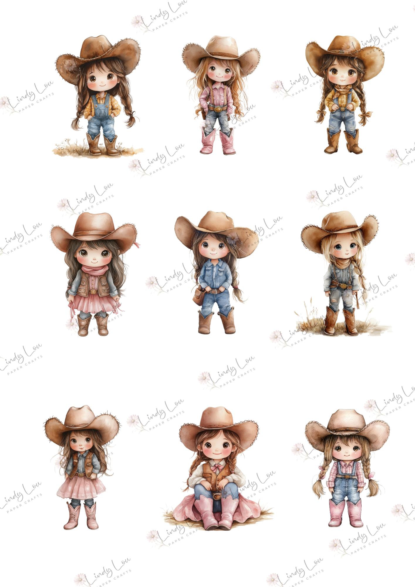 A6 Card Kit - Cute Little Cowgirl
