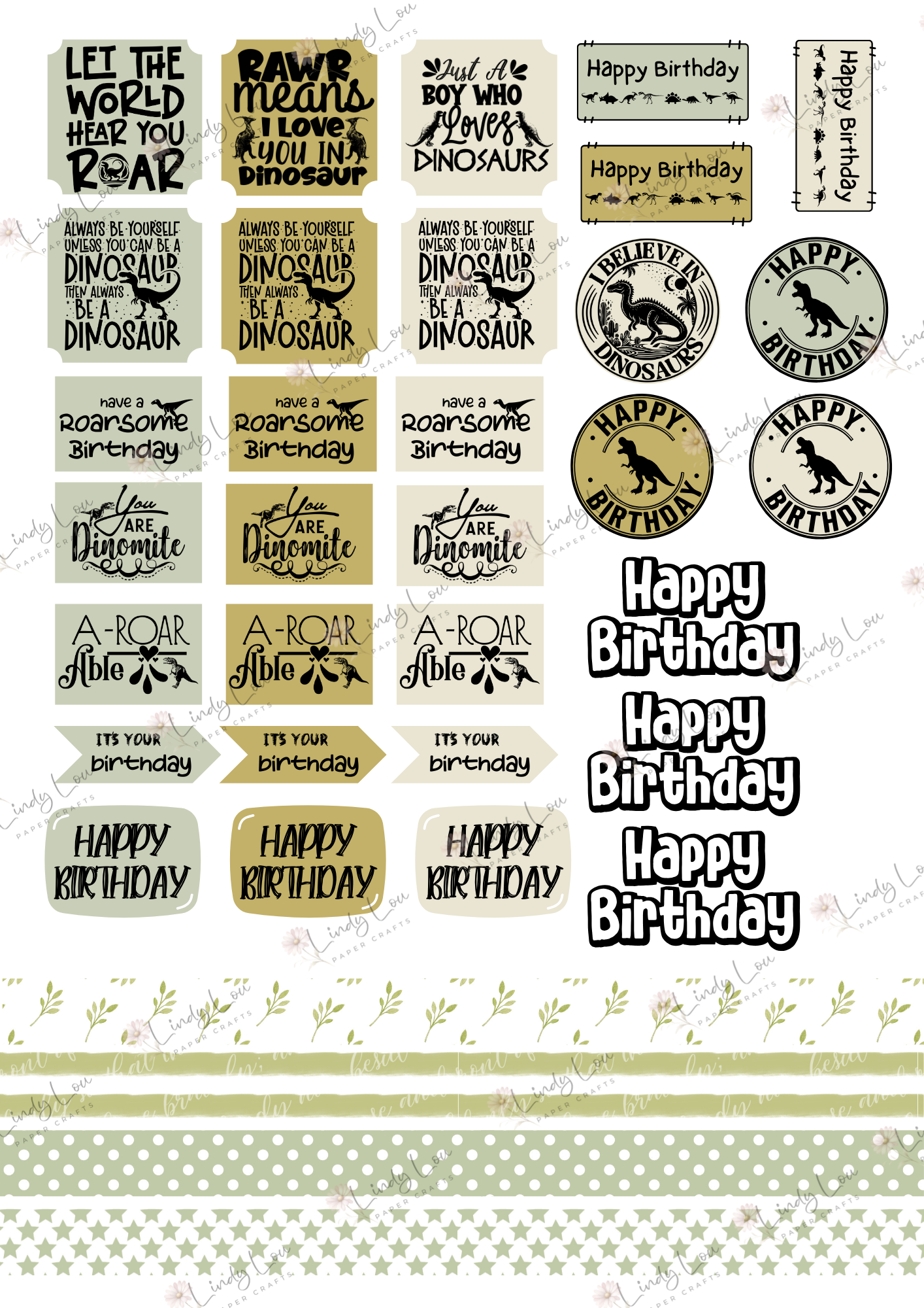 A6 Card Kit - Dino Saurus
