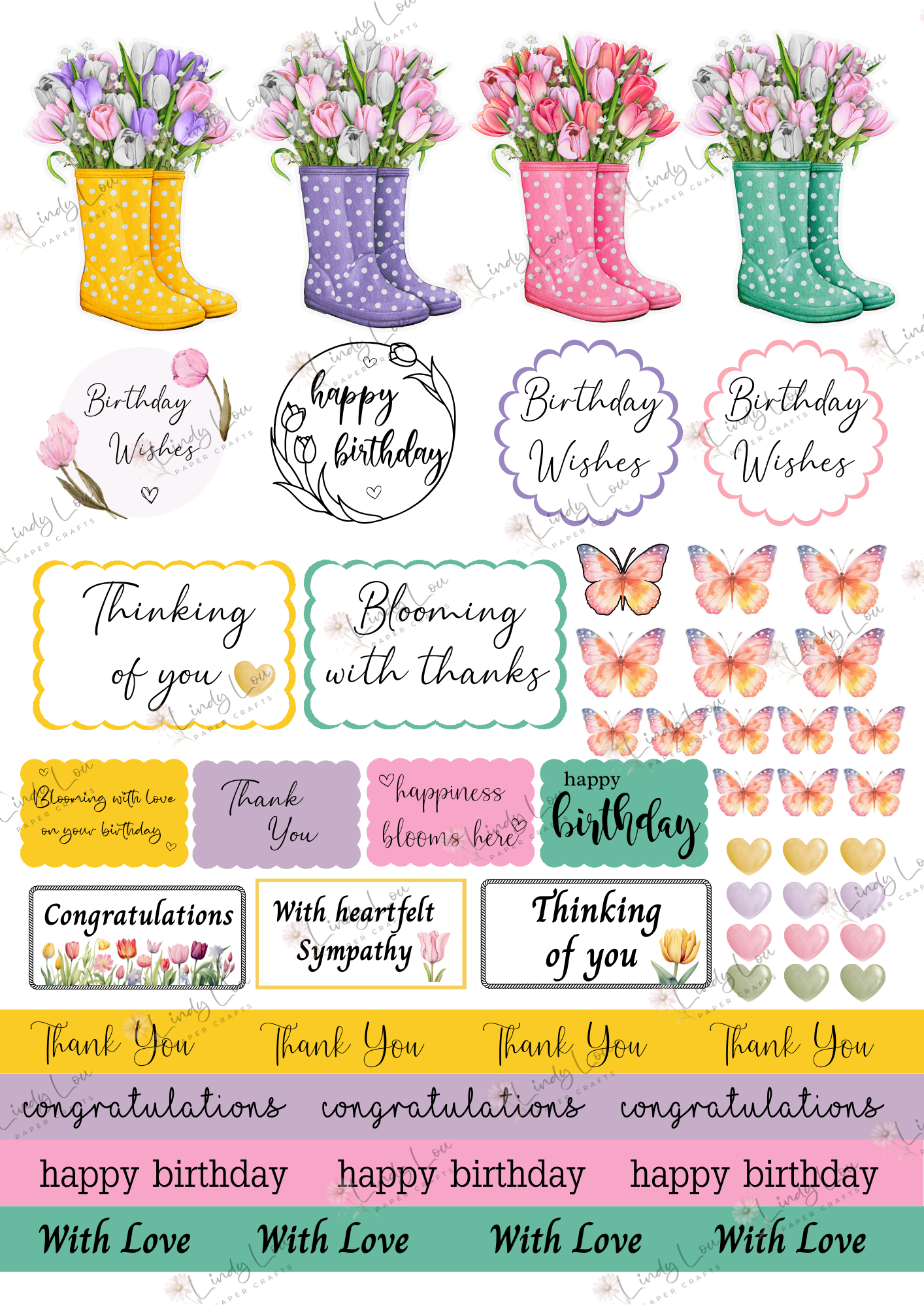 A6 Card Kit - Tip Toe through the Tulips