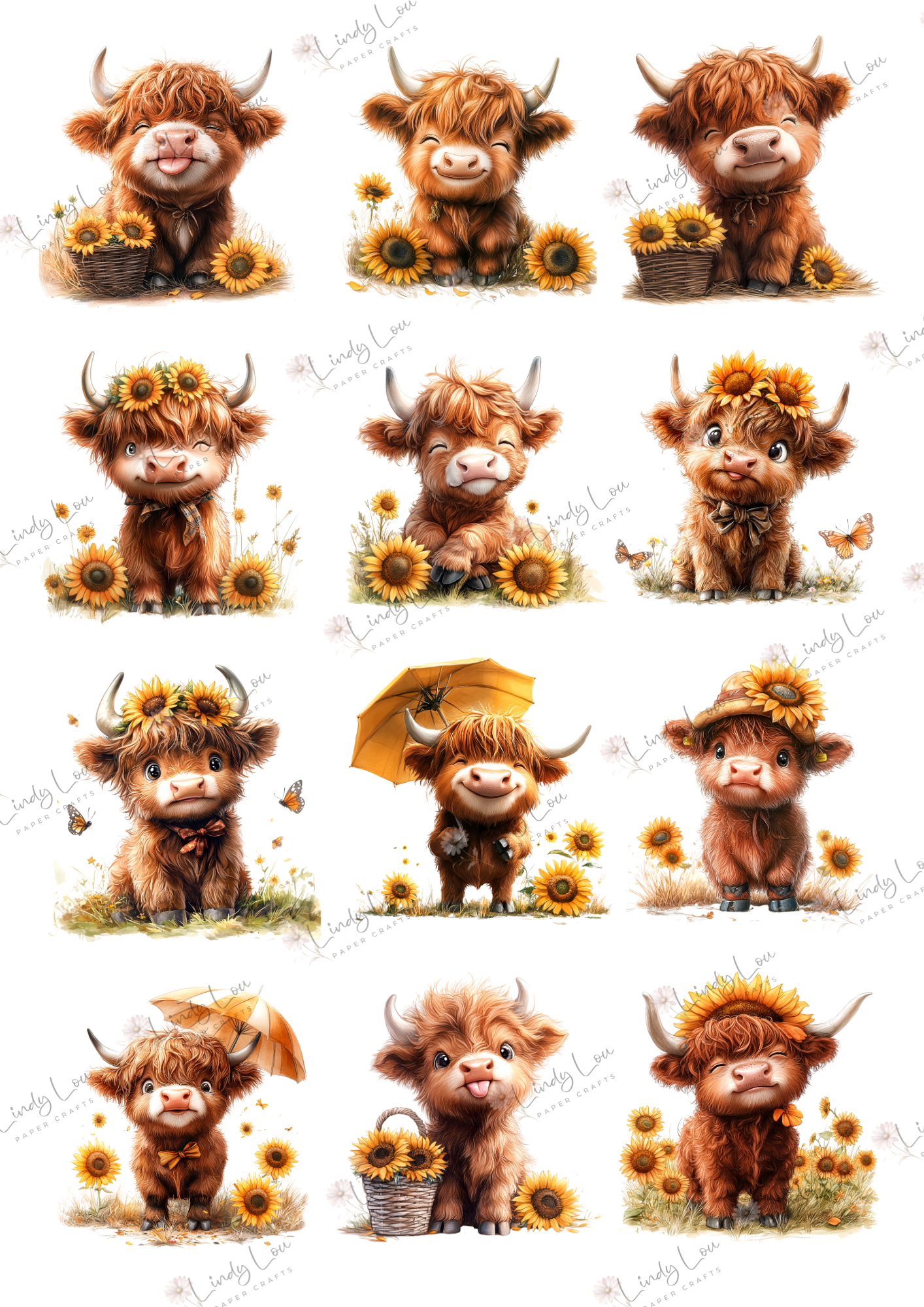 A4 Fussy Cut Sheets  - Sunshine & Moo - Moo Crew