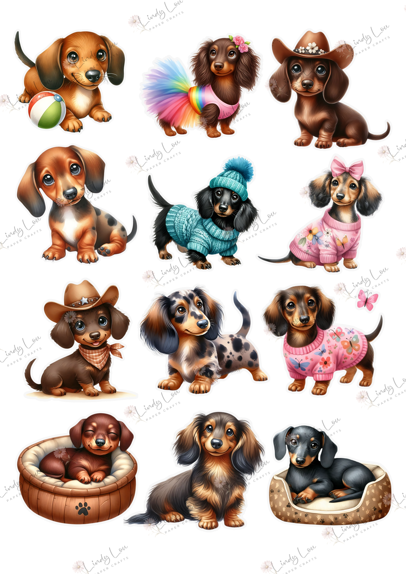 A4 Fussy Cut Sheets  - Barking Adorable - Puppy Love Parade