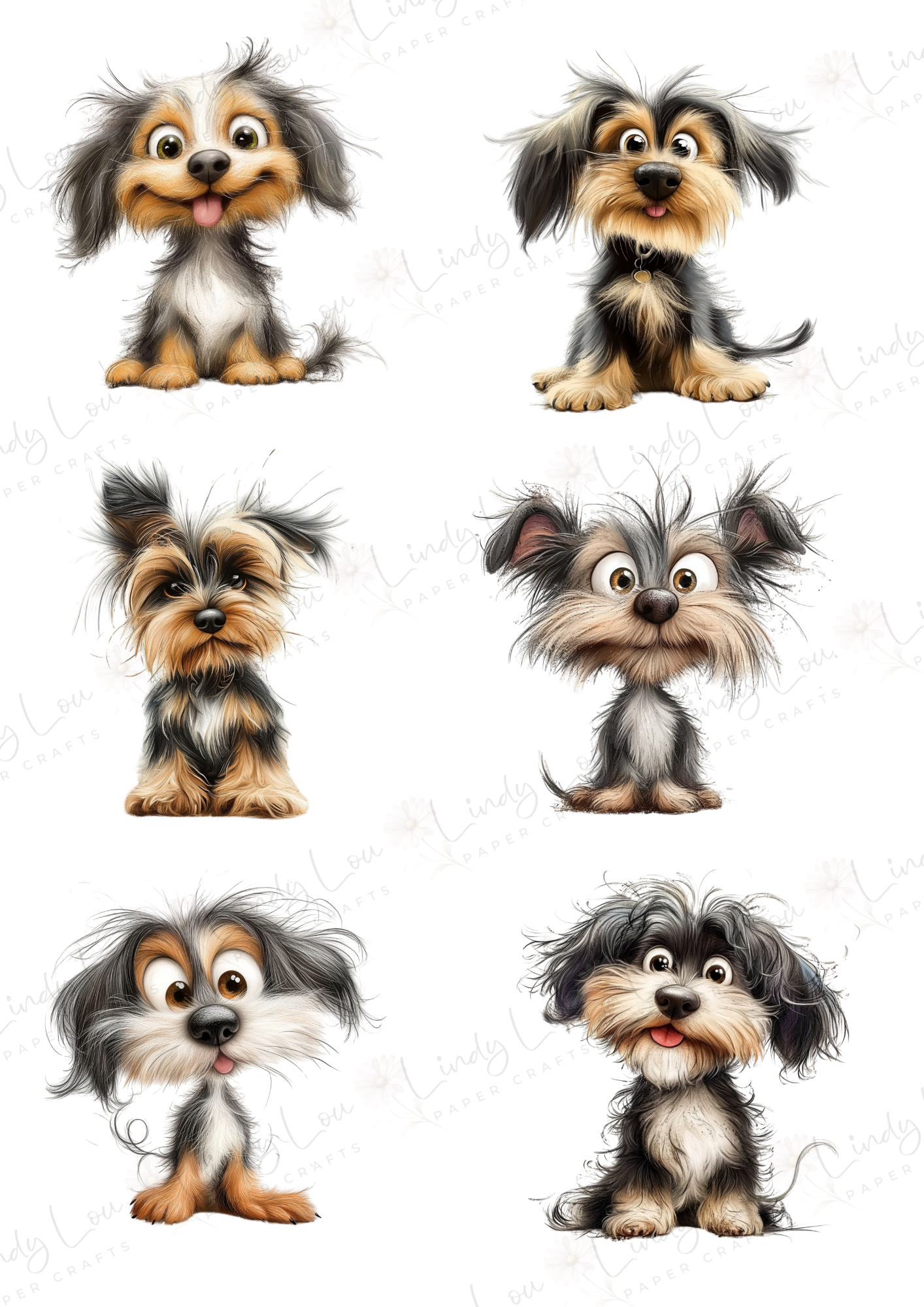 A4 Fussy Cut Sheets  - Pawsitively Adorable - Scruffy Sweethearts