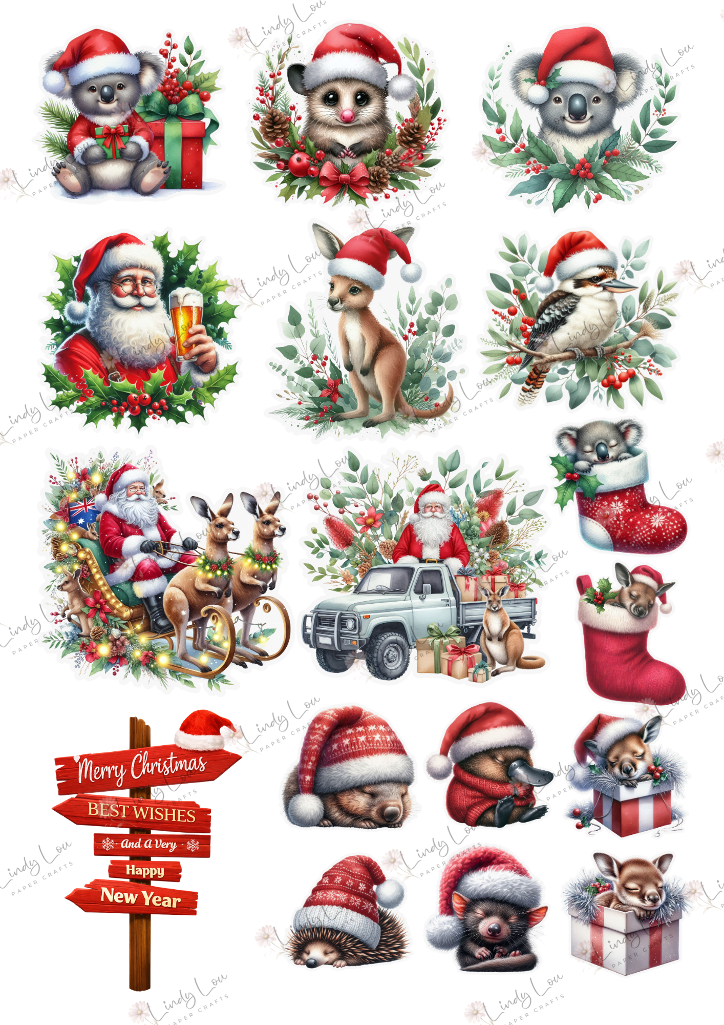 A4 Fussy Cut Sheets - Aussie Christmas - Aussie Mates