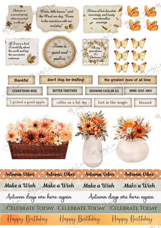 A4 Fussy Cut Sheets  - Amber Afternoon - Mellow Moments