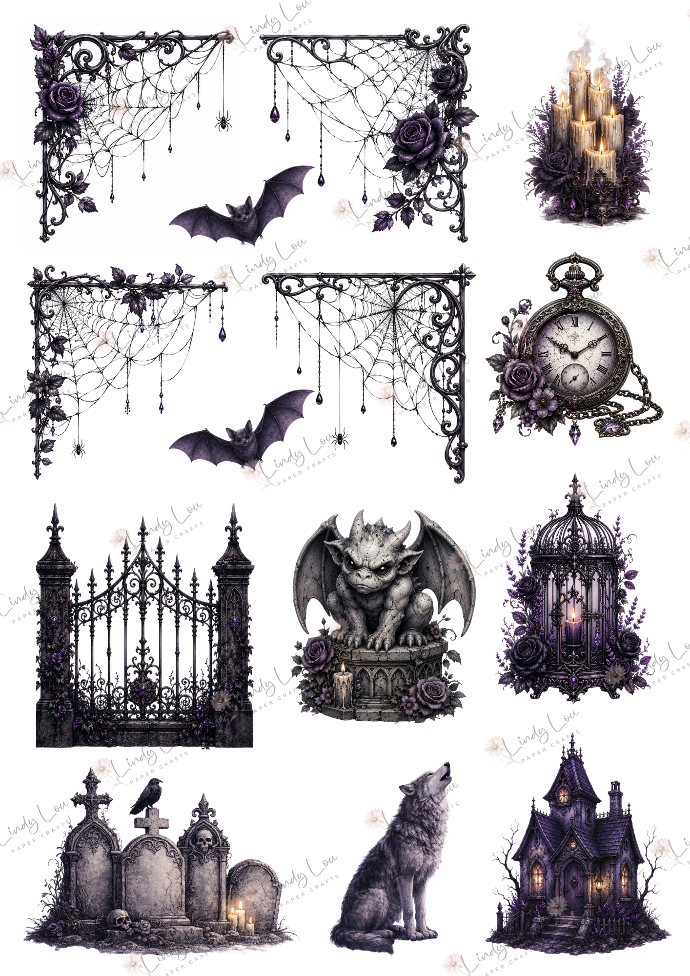 A4 Fussy Cut Sheets - Goth Girl Dreams - Midnight Relics