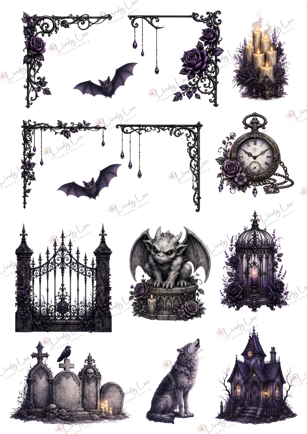 A4 Fussy Cut Sheets - Goth Girl Dreams - Midnight Relics