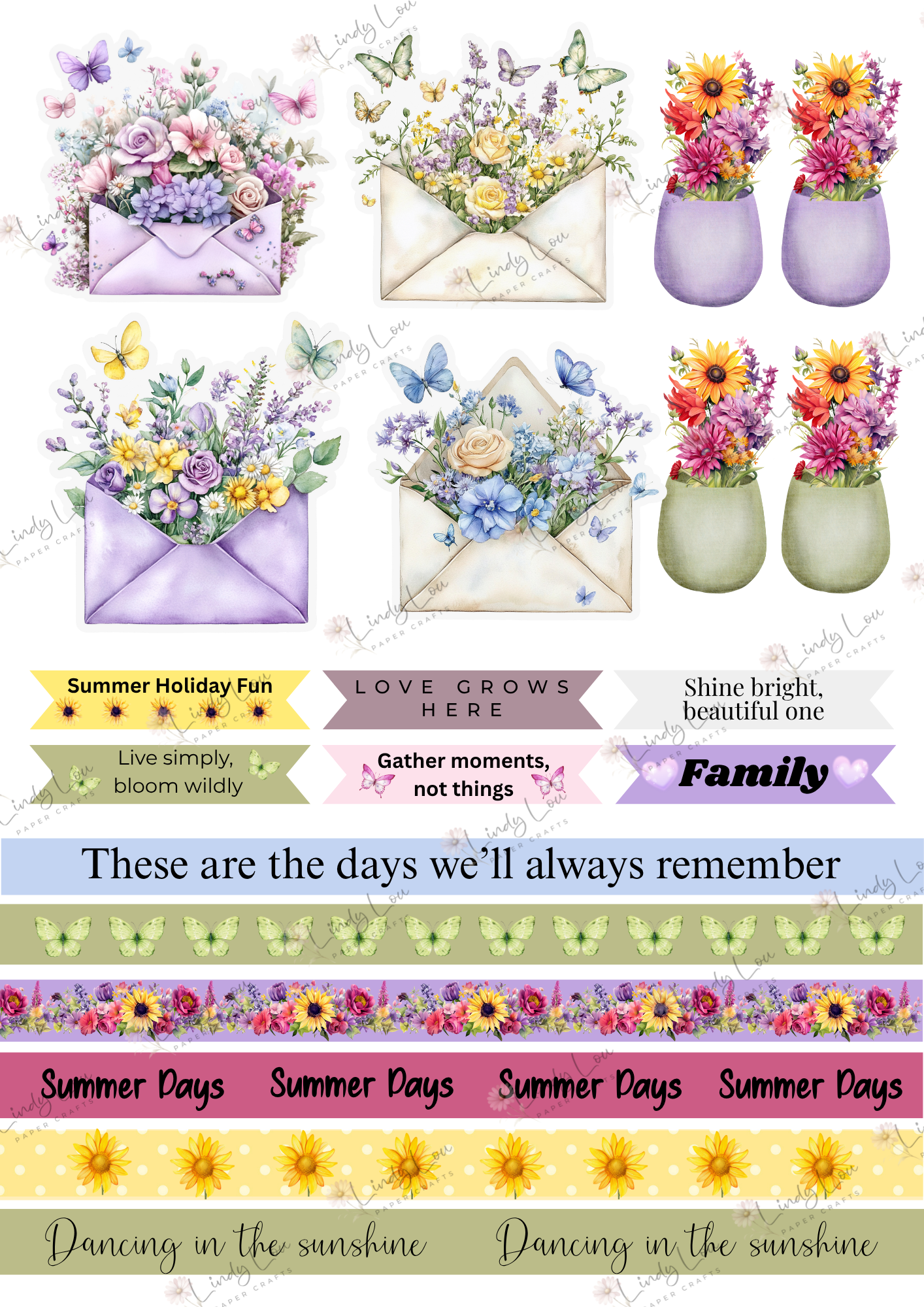 A4 Fusy Cut Sheets- Summer Florals - Summer Days