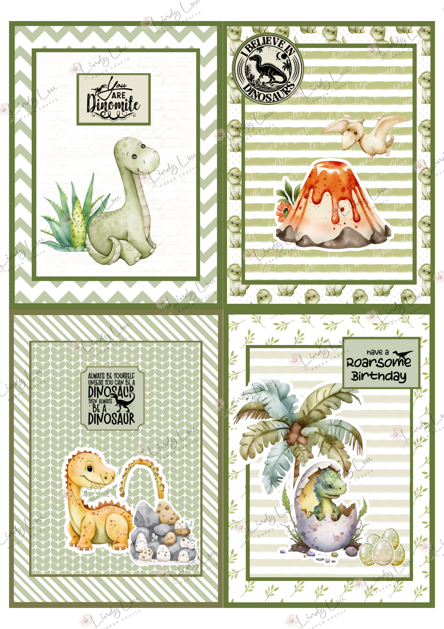 A6 Card Kit - Dino Saurus