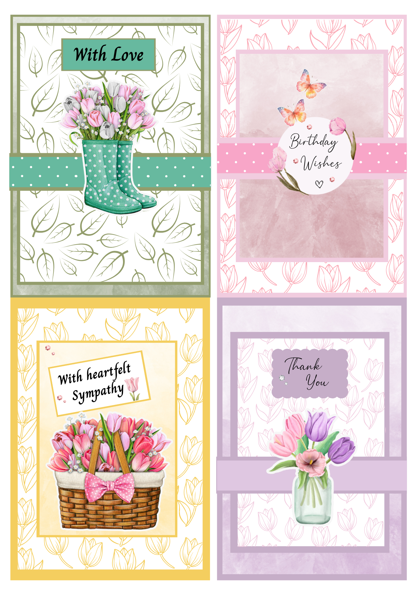 A6 Card Kit - Tip Toe through the Tulips