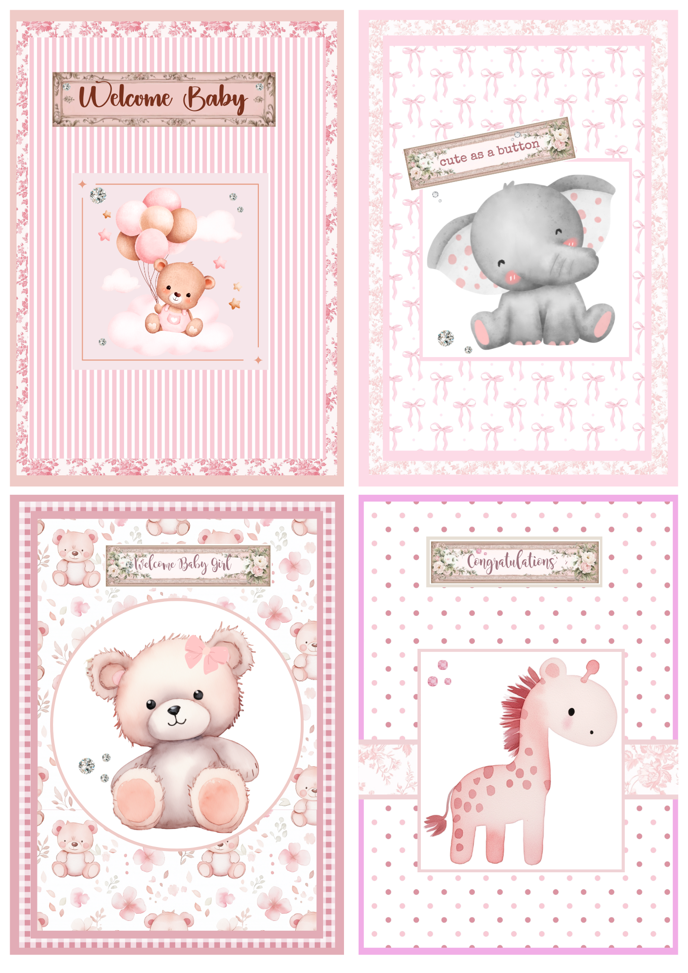 A6 Card Kit - Sweet Baby Girl