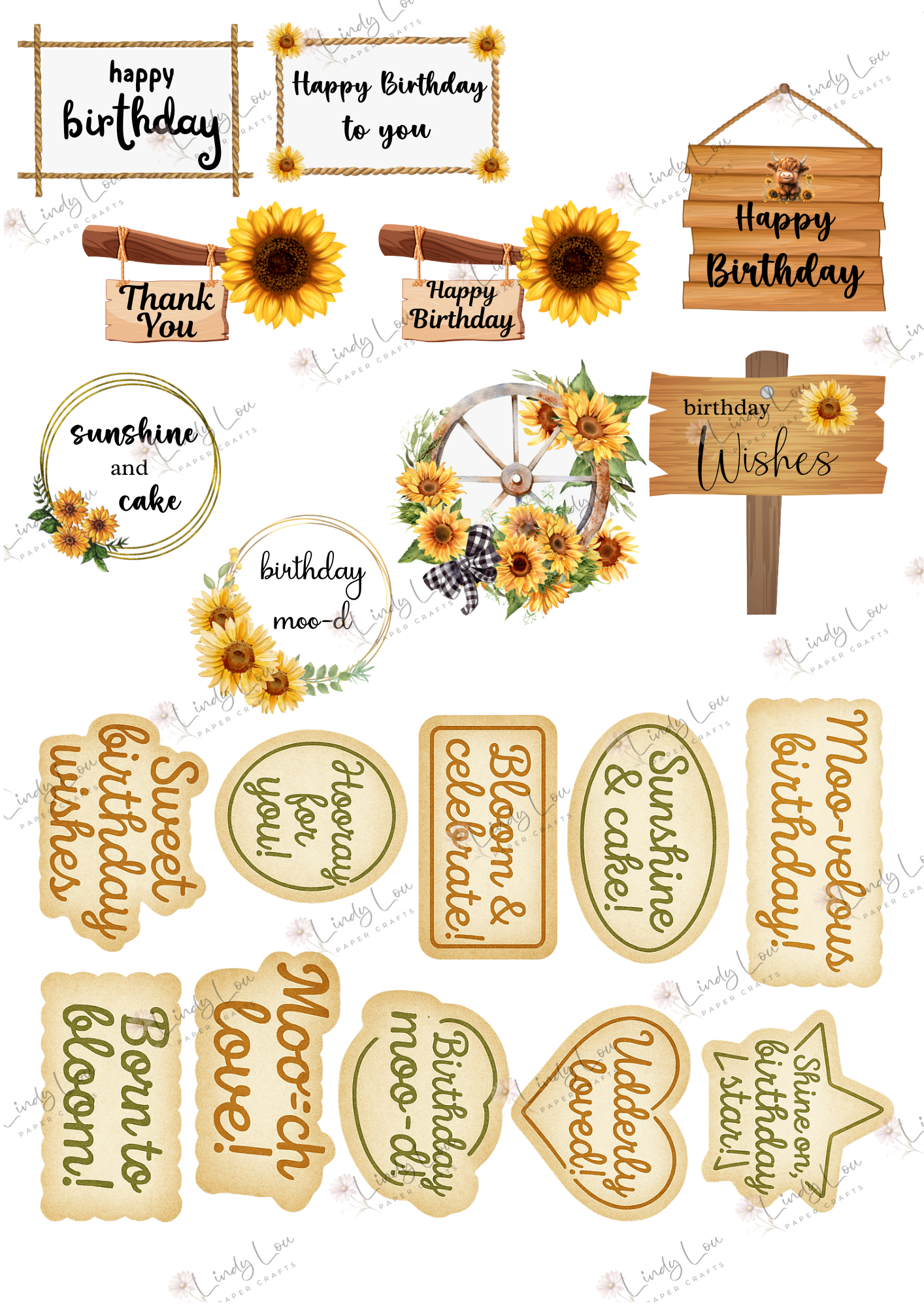 A6 Card Kit - Sunshine & Moo
