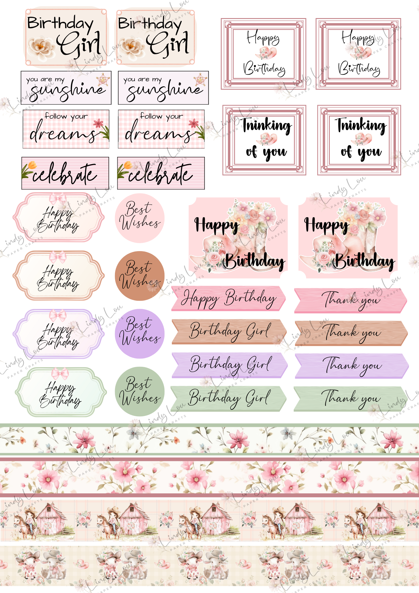 A6 Card Kit - Cute Little Cowgirl