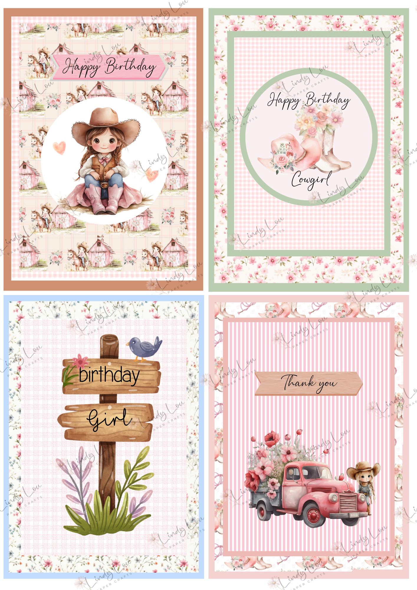 A6 Card Kit - Cute Little Cowgirl