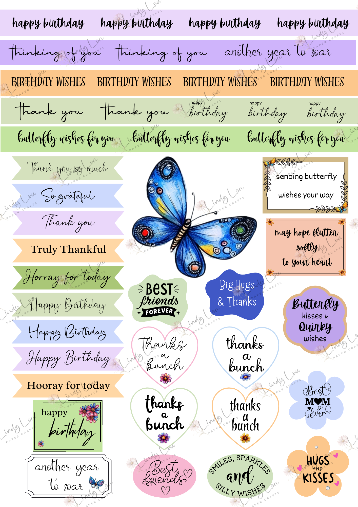 A6 Card Kit - Butterfly Kisses & Quirky Wishes