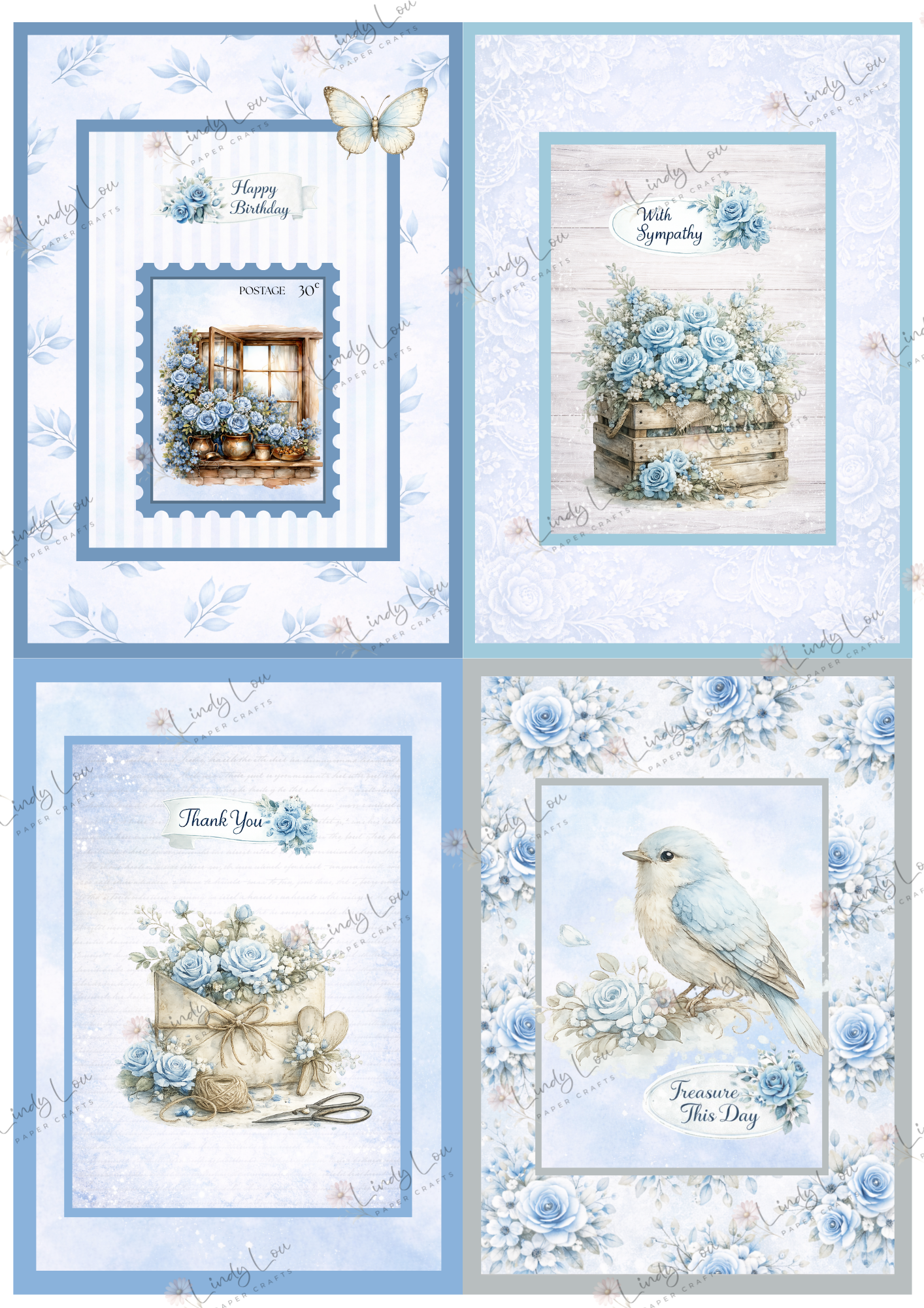 A6 Card Kit - Whispers in Blue