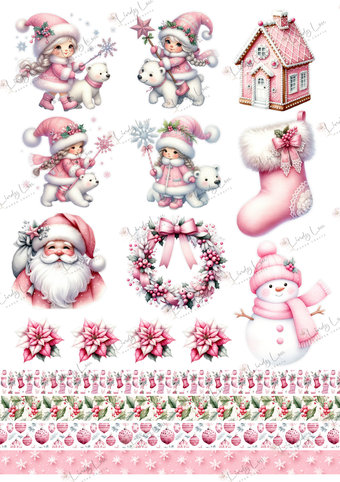 A6 Card Kit - Pink Christmas