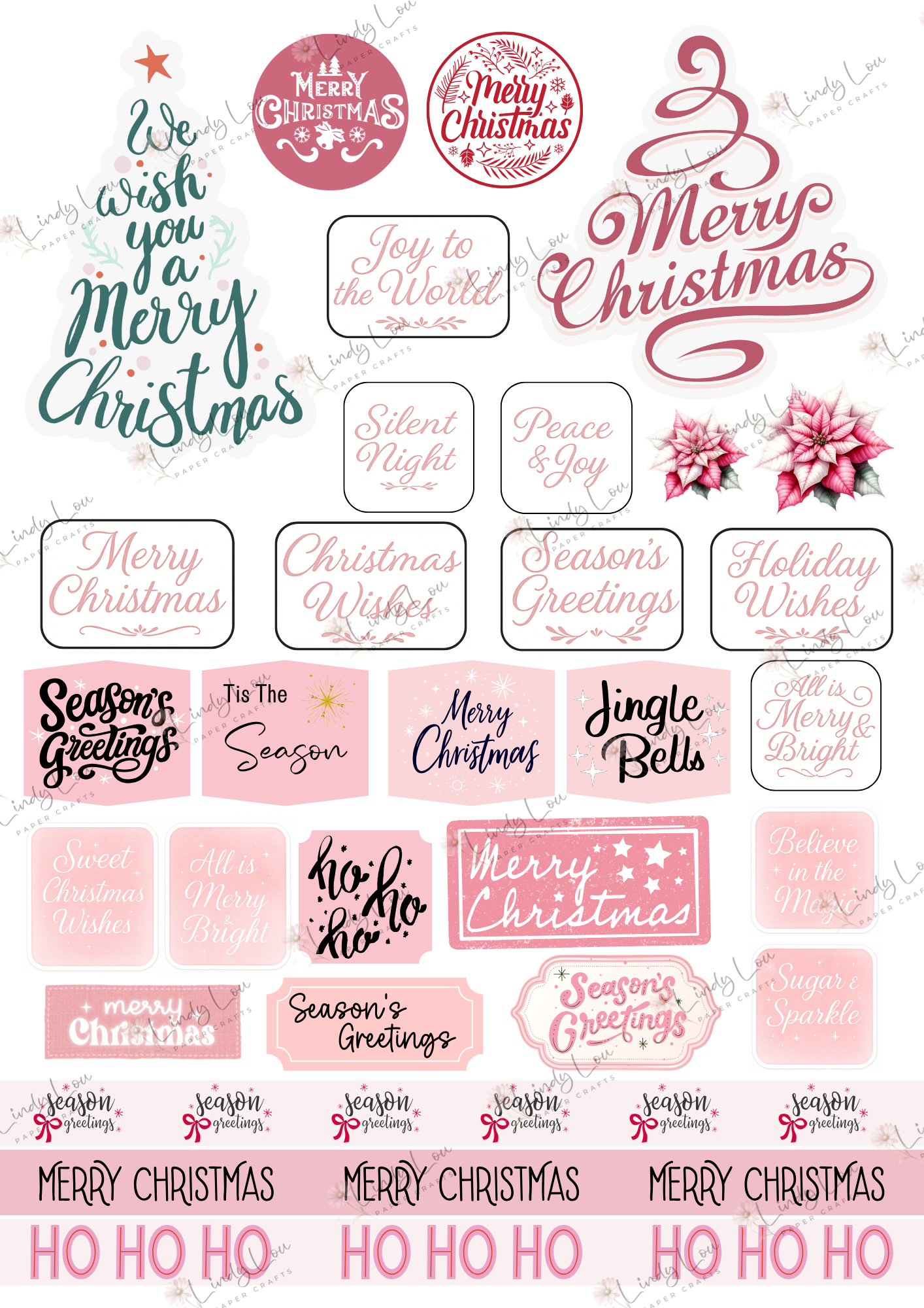 A6 Card Kit - Pink Christmas