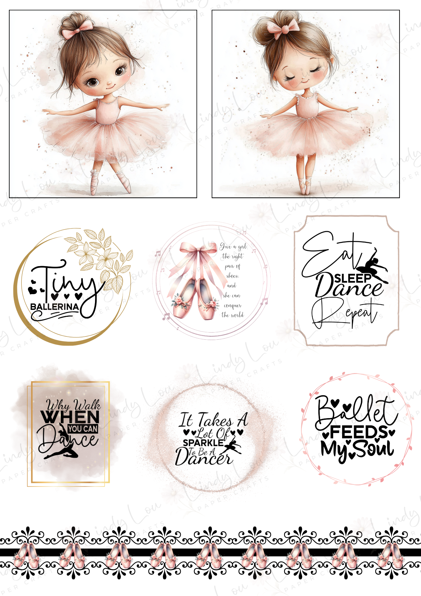 A4 Fussy Cut Sheets - Tiny Dancer - Tiny Whispers