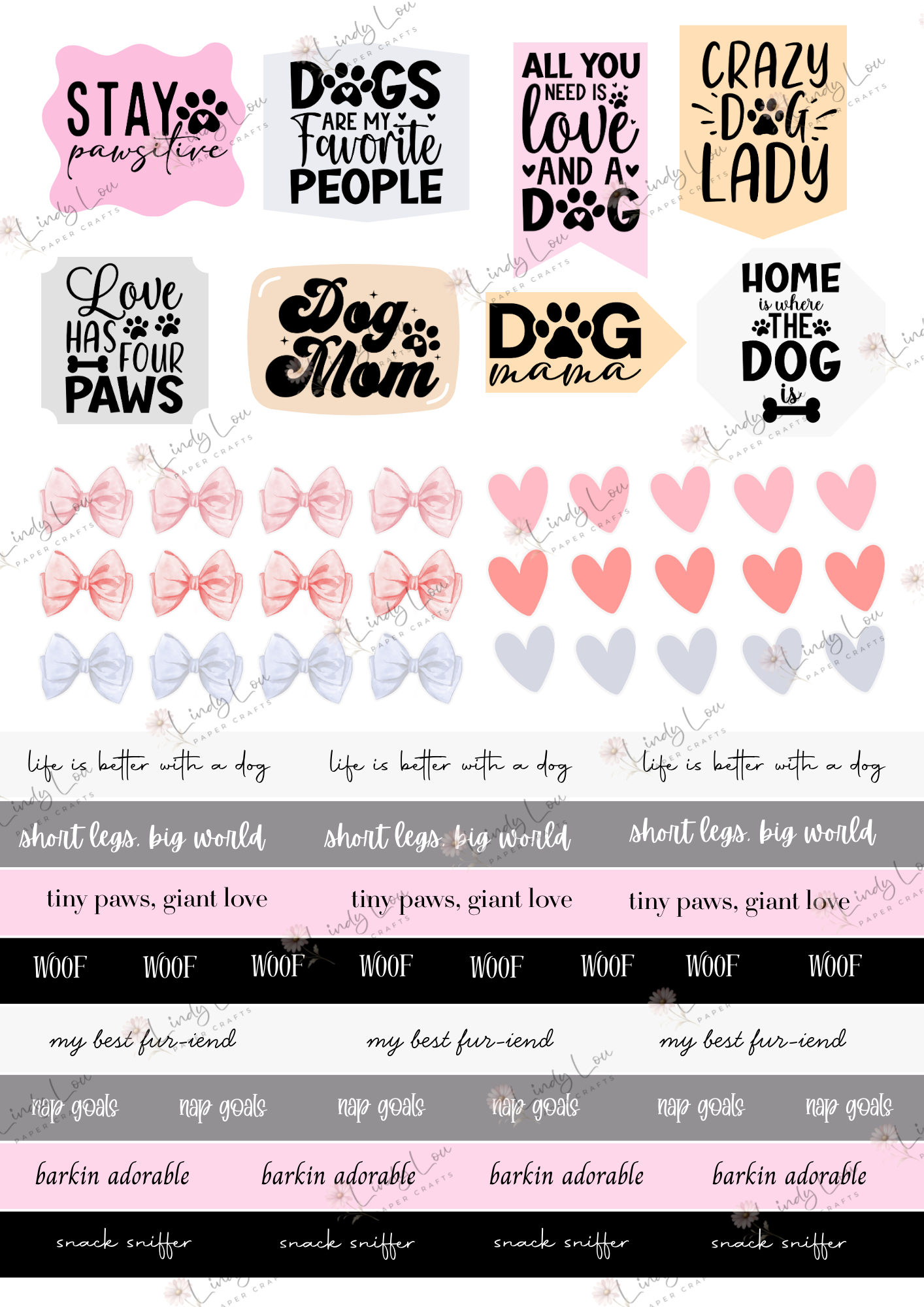 A4 Fussy Cut Sheets  - Barking Adorable - Paws & Pretty Things