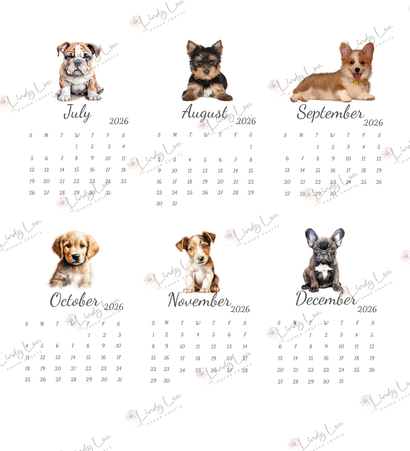 Calendars 2026 Puppies