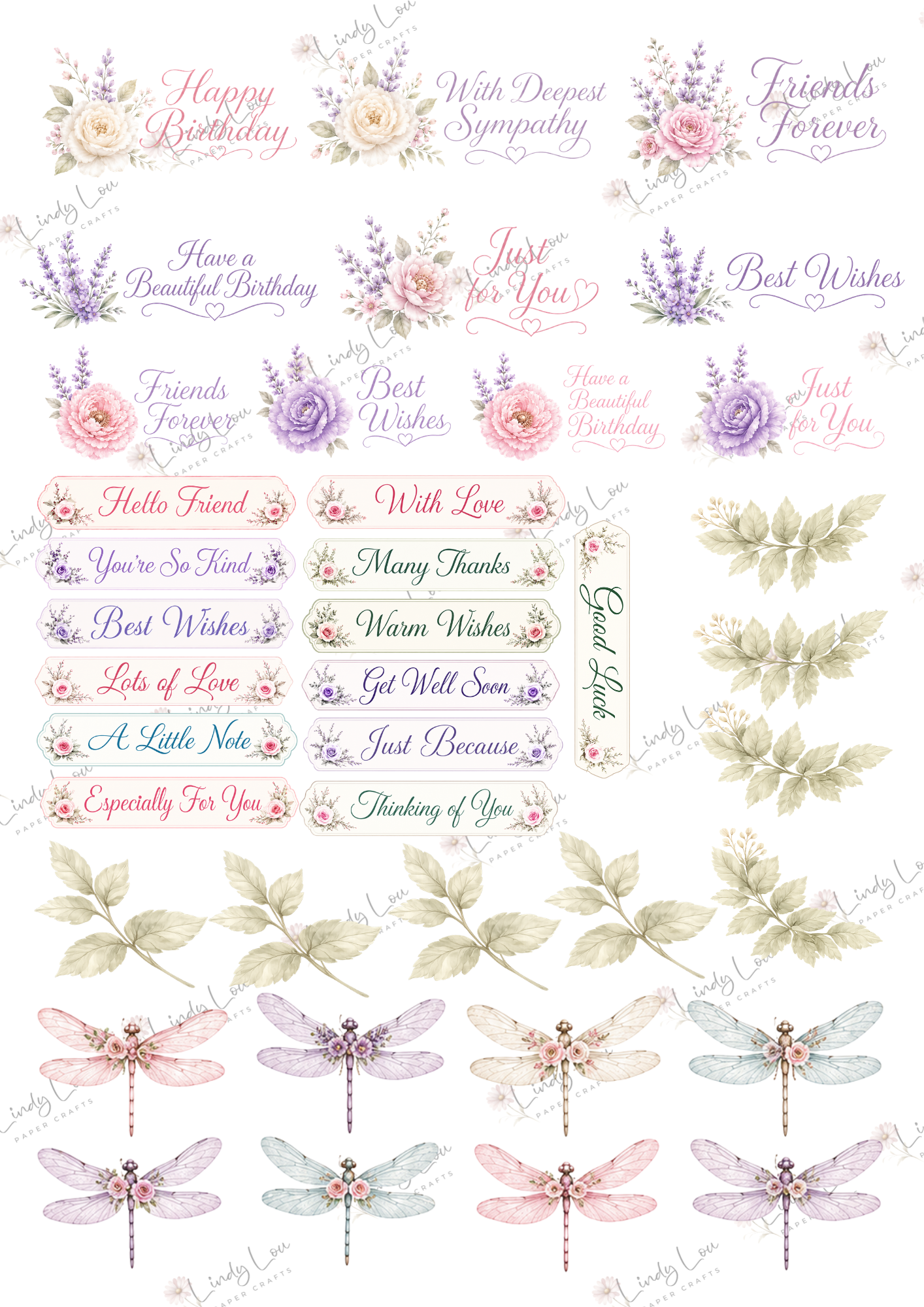 A4 Fussy Cut Sheets - Blooming Lace - Blooming Wishes